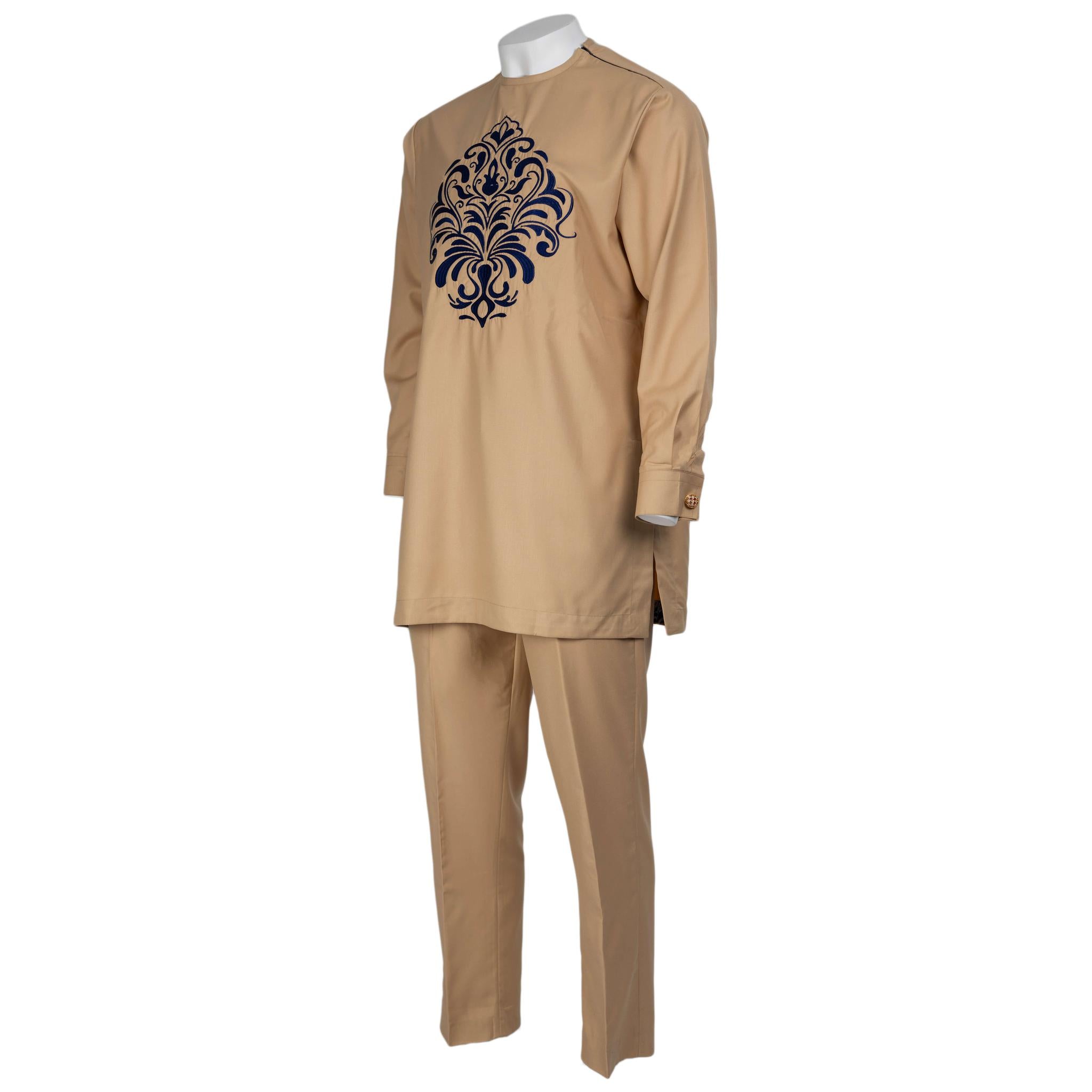 Tan and Blue Embroidery Set