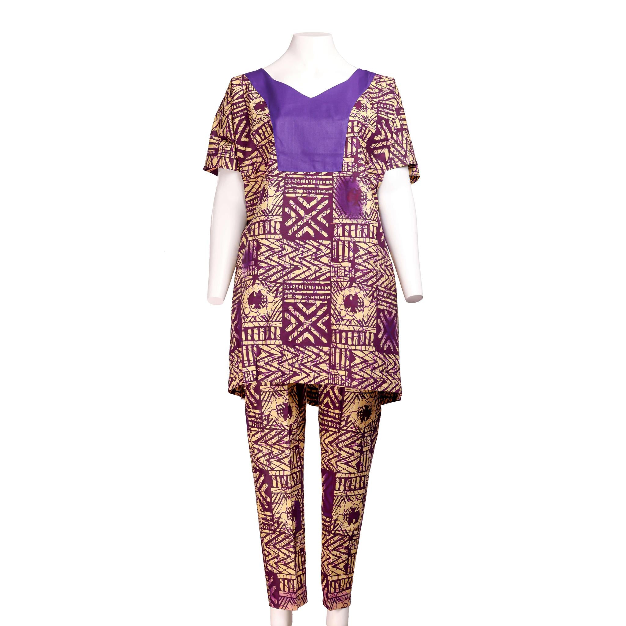 Purple & Cream Women's Dashiki Set Purple & Cream Women's Dashiki Set