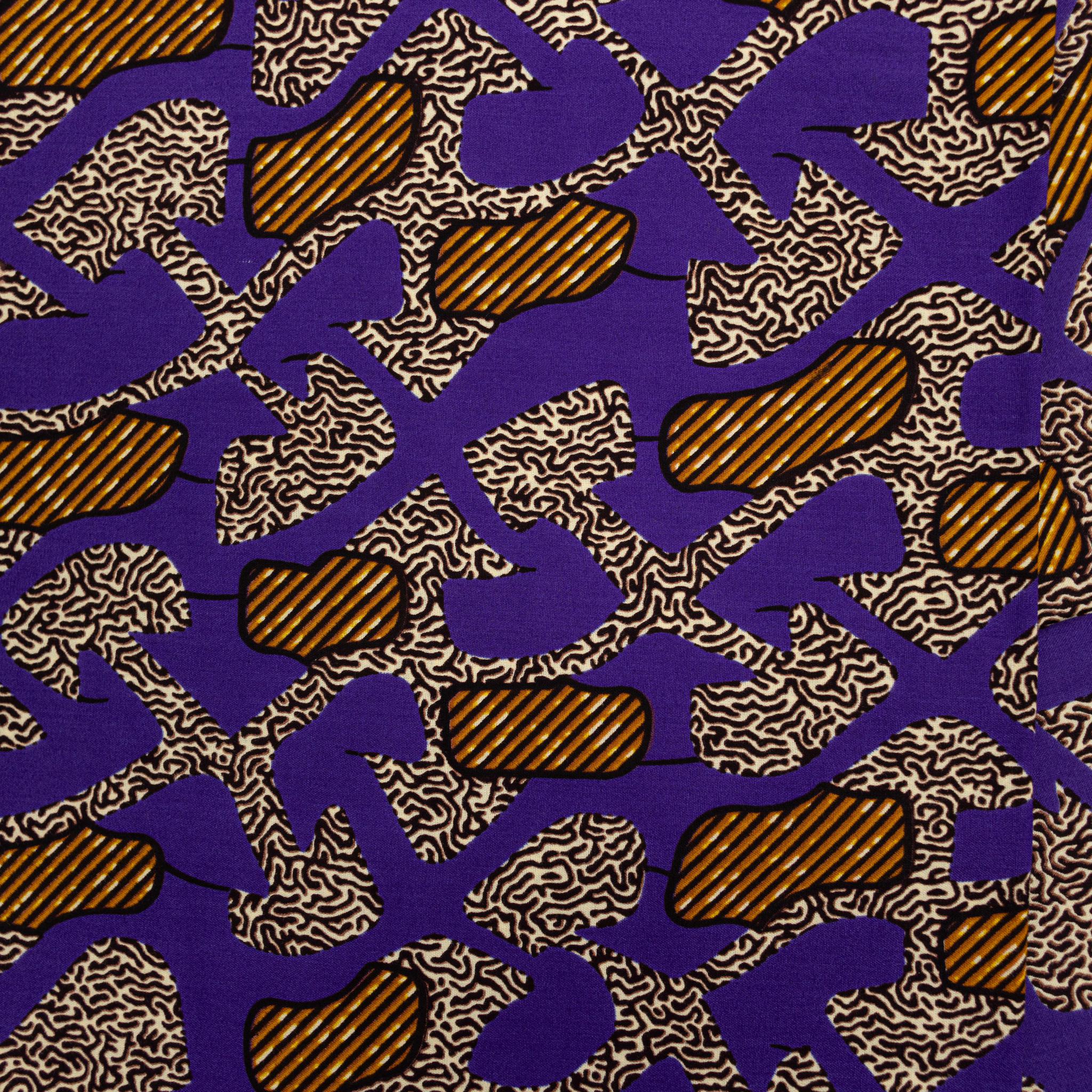 Purple & Gold Wax Pint Fabric - 6 Yards