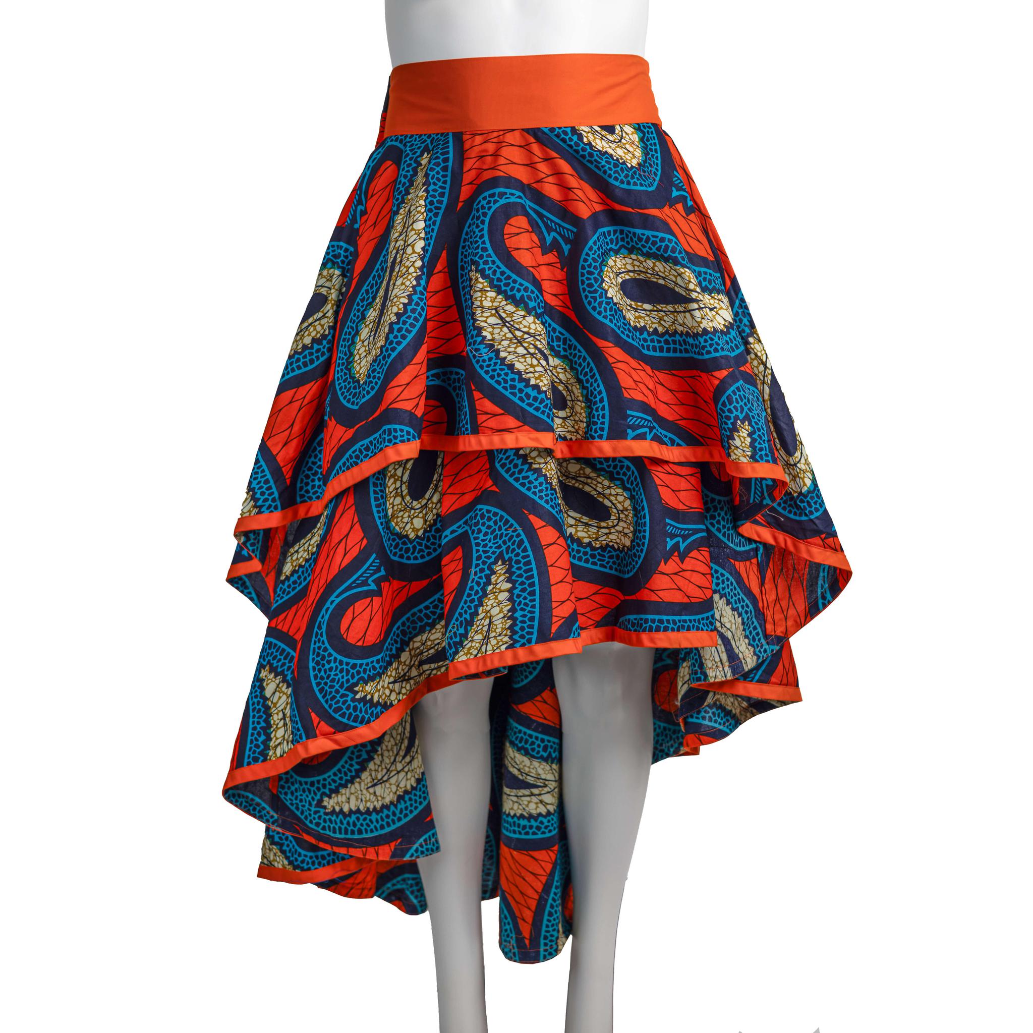 Layered Ankara Skirt with Belt