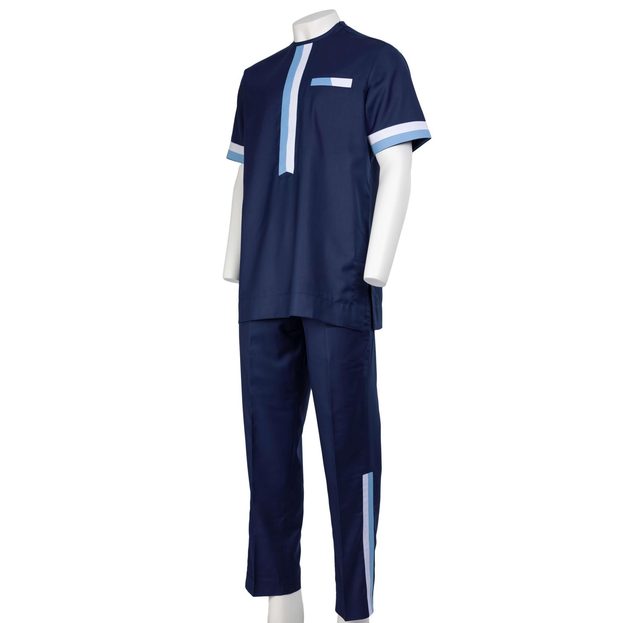 Blue Striped Pant Set