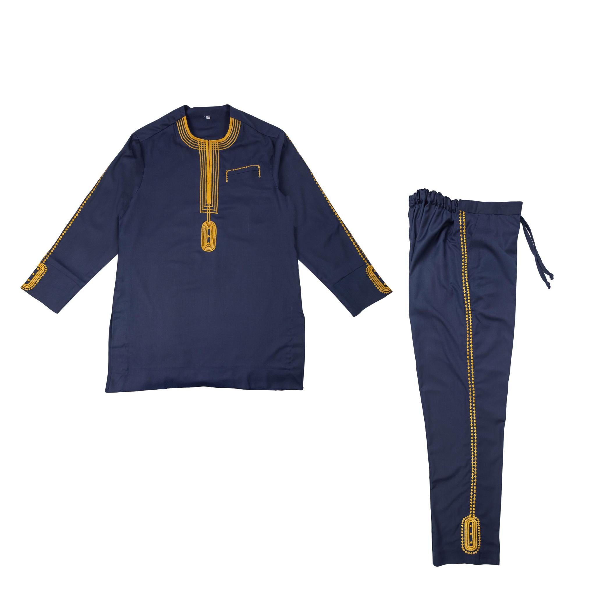 Navy Blue With Gold Embroidery Suit