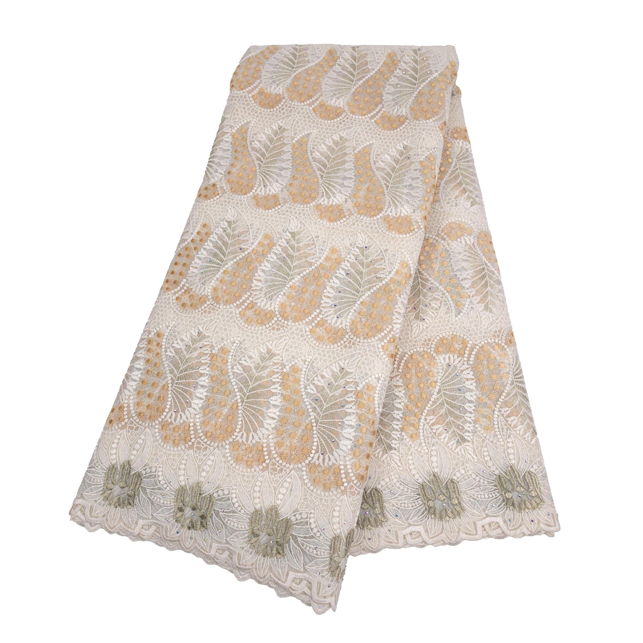 Gold, Cream & Green Net Lace