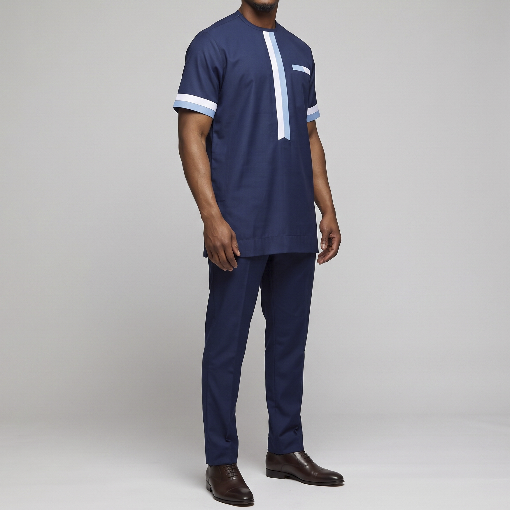 Blue Striped Pant Set