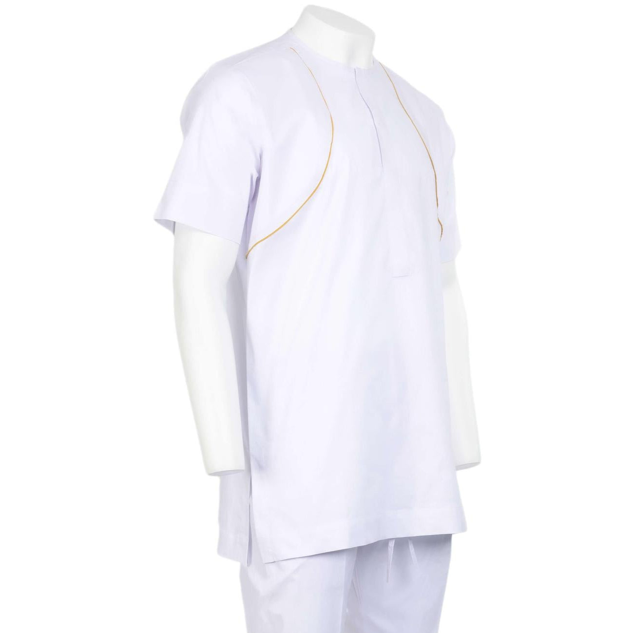 White Short Sleeve w/Gold Trim