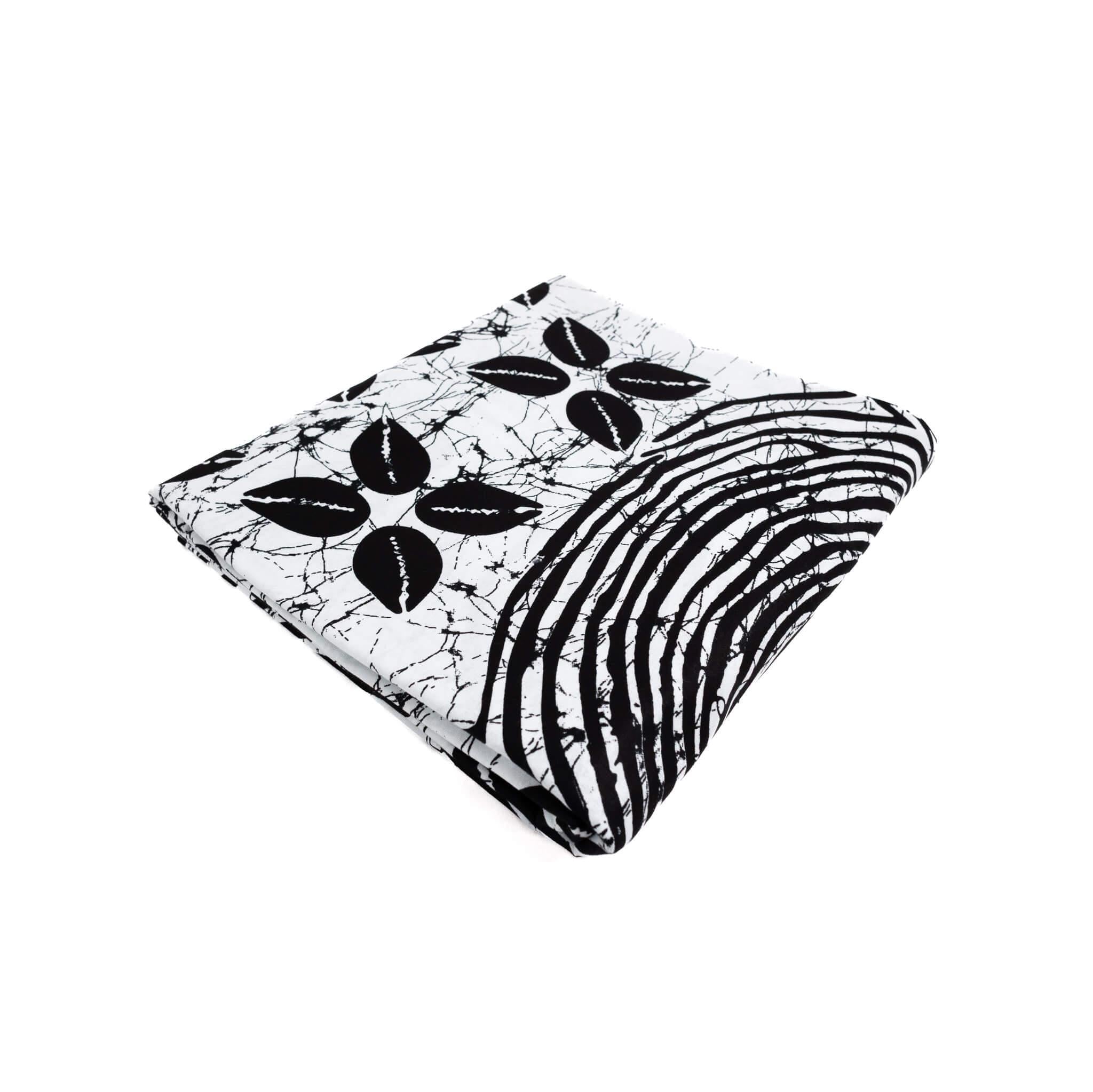 "Sacred Shells" Black & White Batik Style Wax Print (Ankara) – 6 Yards