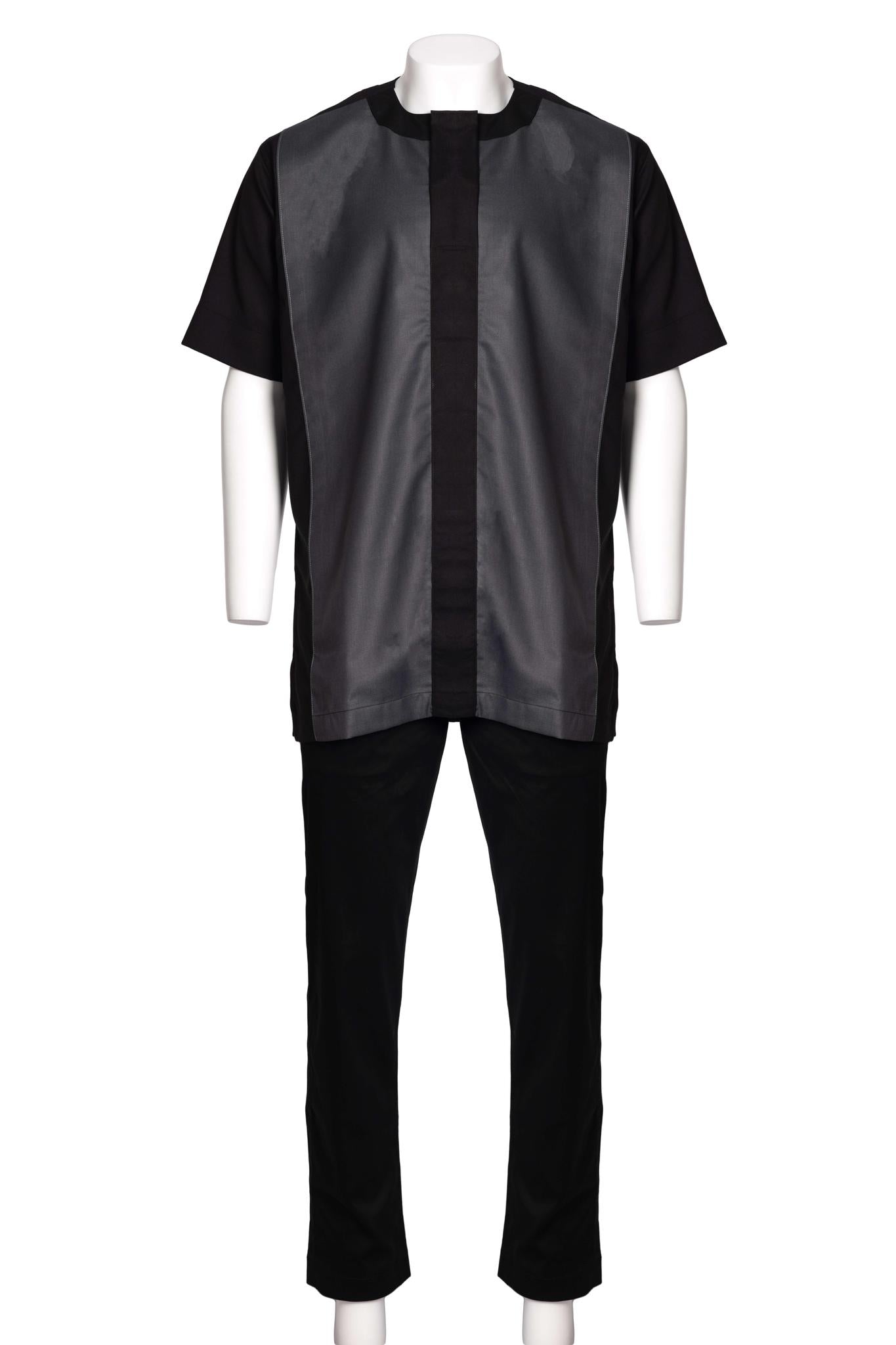 Two-Tone Black and Grey Short Sleeve Suit