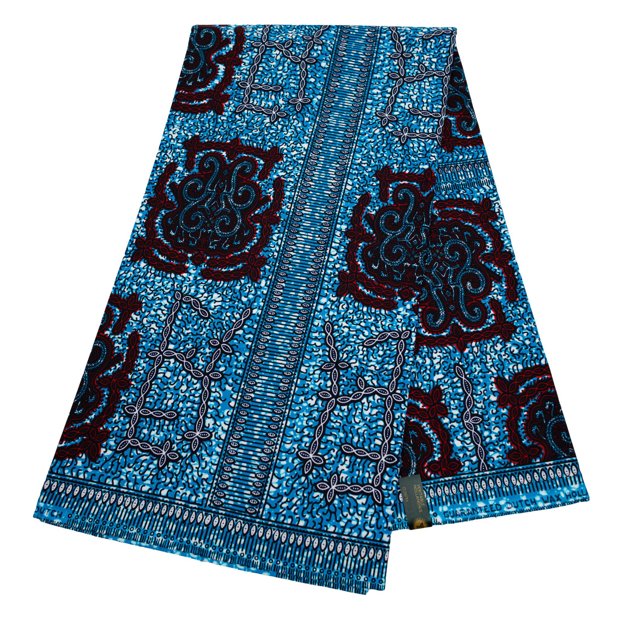 Blue & Wine Wax Pint Fabric - 6 Yards