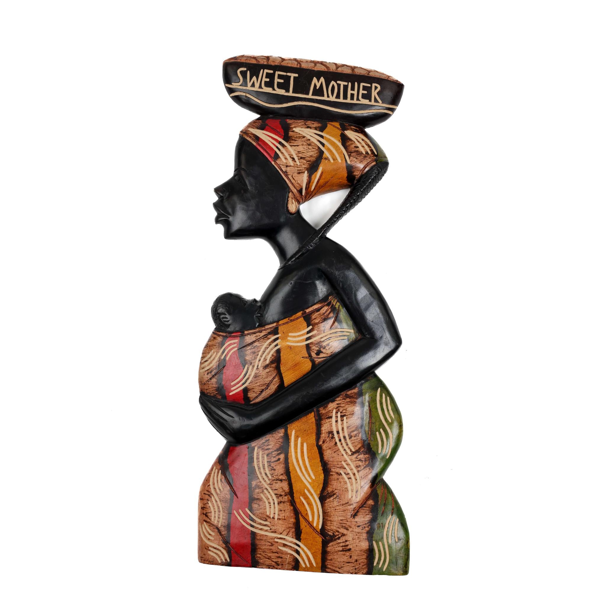 Hand-Carved Sweet Mother Wall Sculpture - Large
