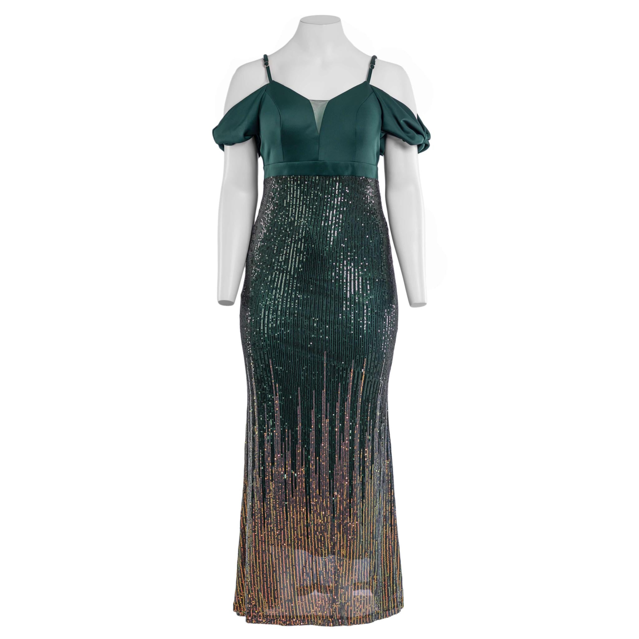 Green Cold Shoulder Dress - 2XL Green Cold Shoulder Dress - 2XL