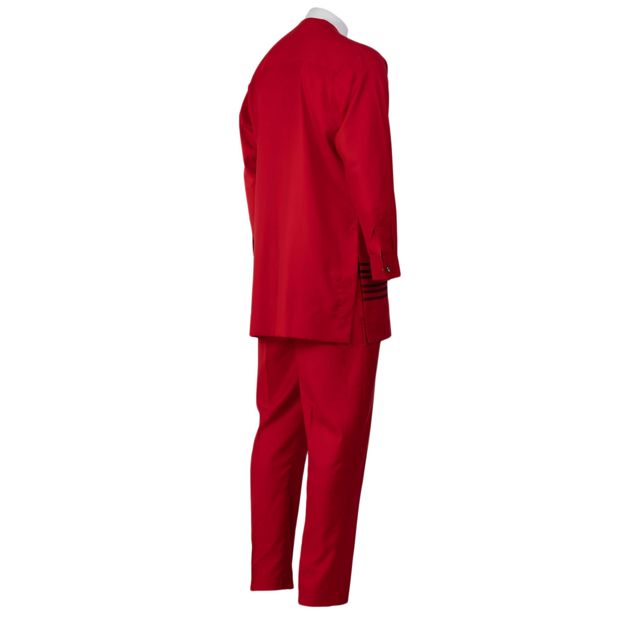 Red With Black Embroidery Men's Senator Suit