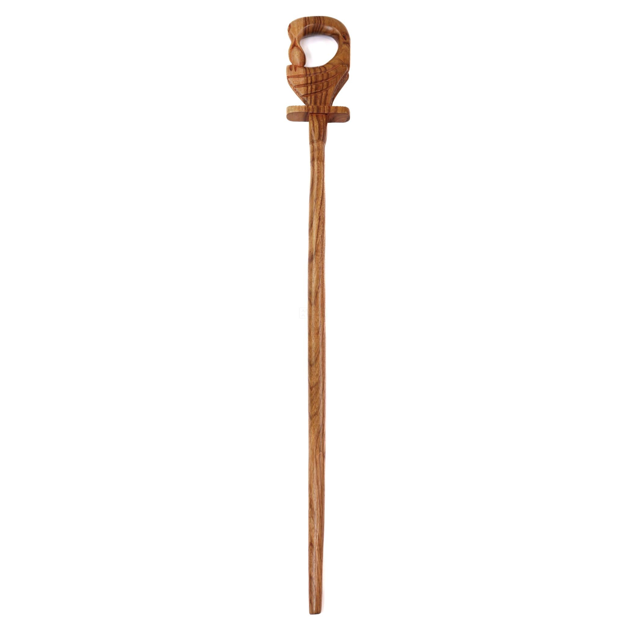 Hand-Carved Ghanaian Walking Stick Features Sankofa Symbol for Strength and Heritage