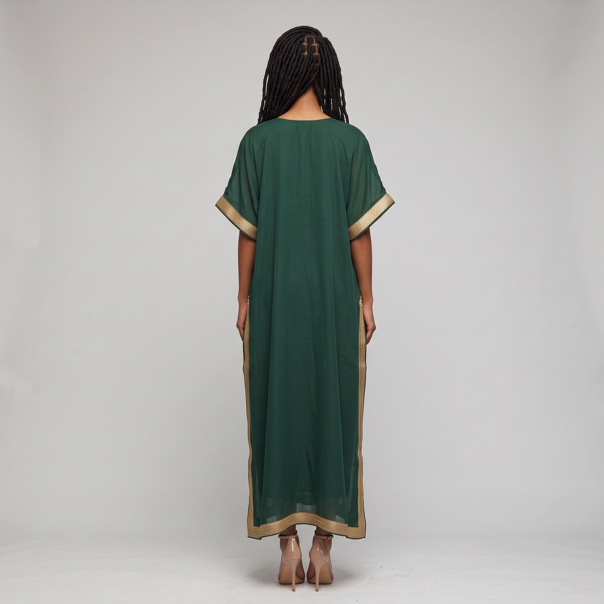 Royal Embellished Chiffon Kaftan Dress Set