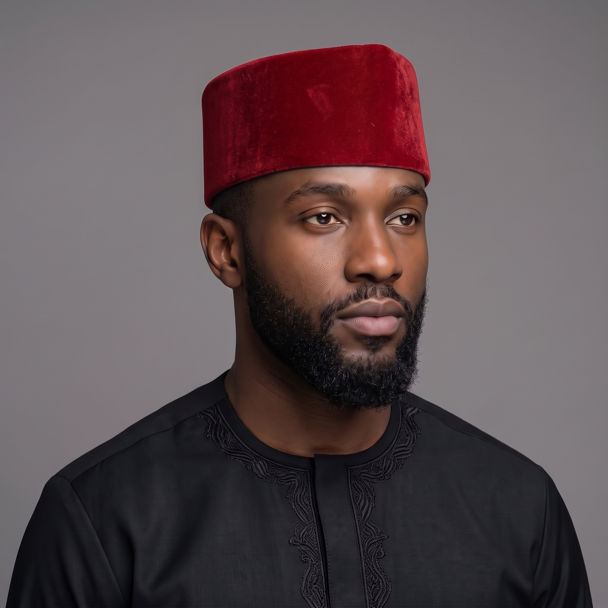 Red Velvet Traditional Nigerian Cap