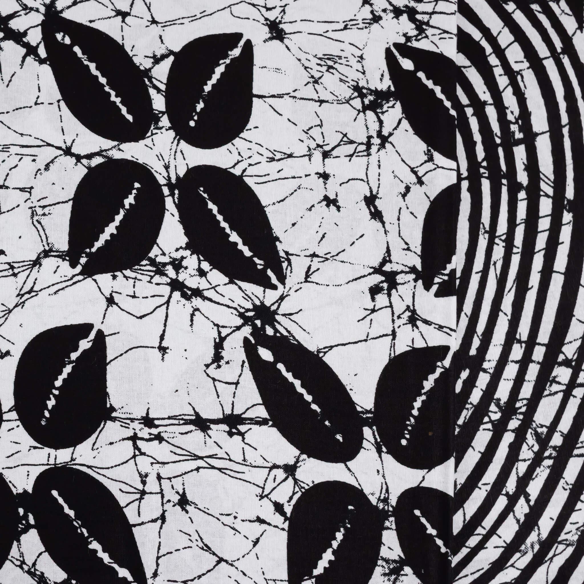 "Sacred Shells" Black & White Batik Style Wax Print (Ankara) – 6 Yards