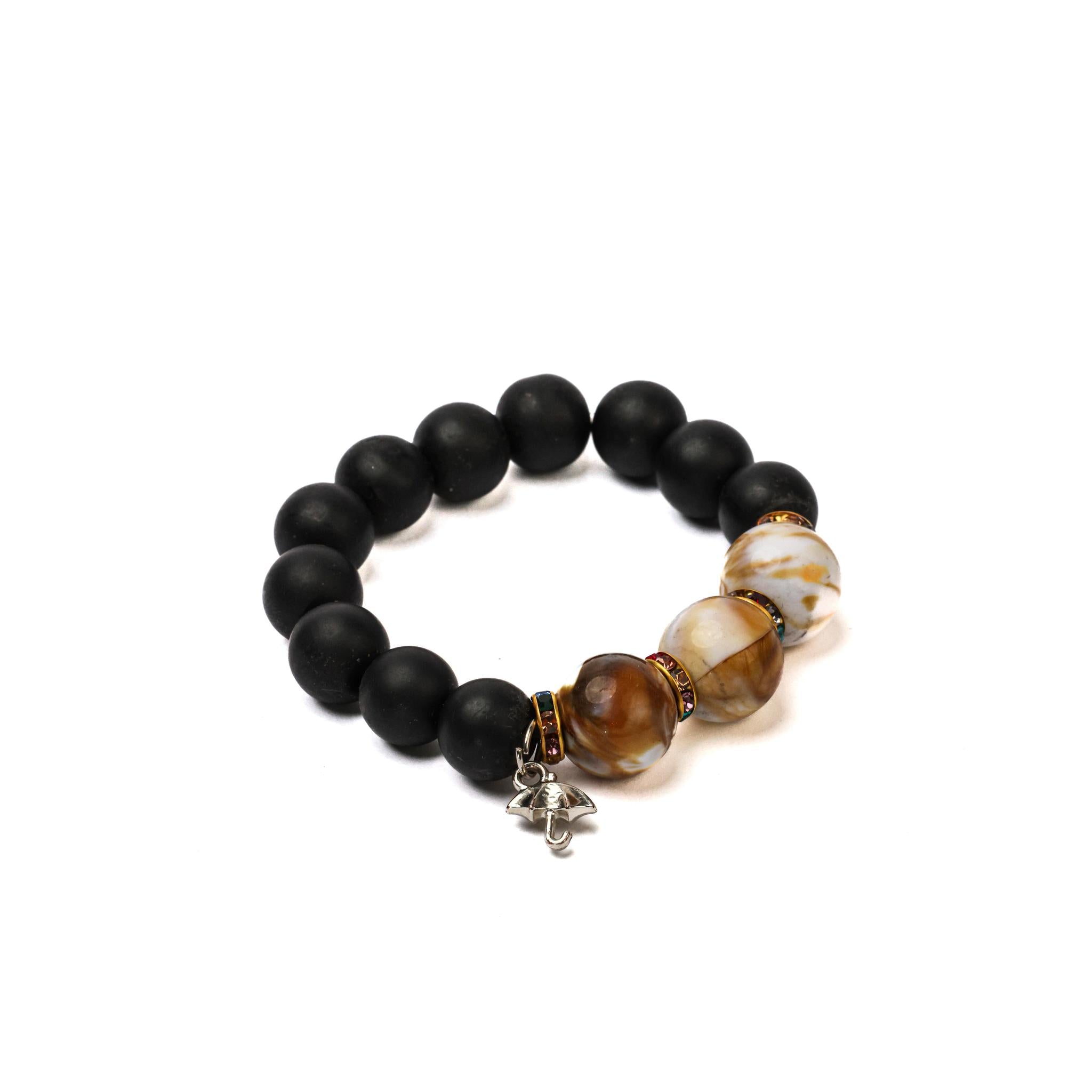Caramel & White Recycled Ghanaian Bead Bracelet