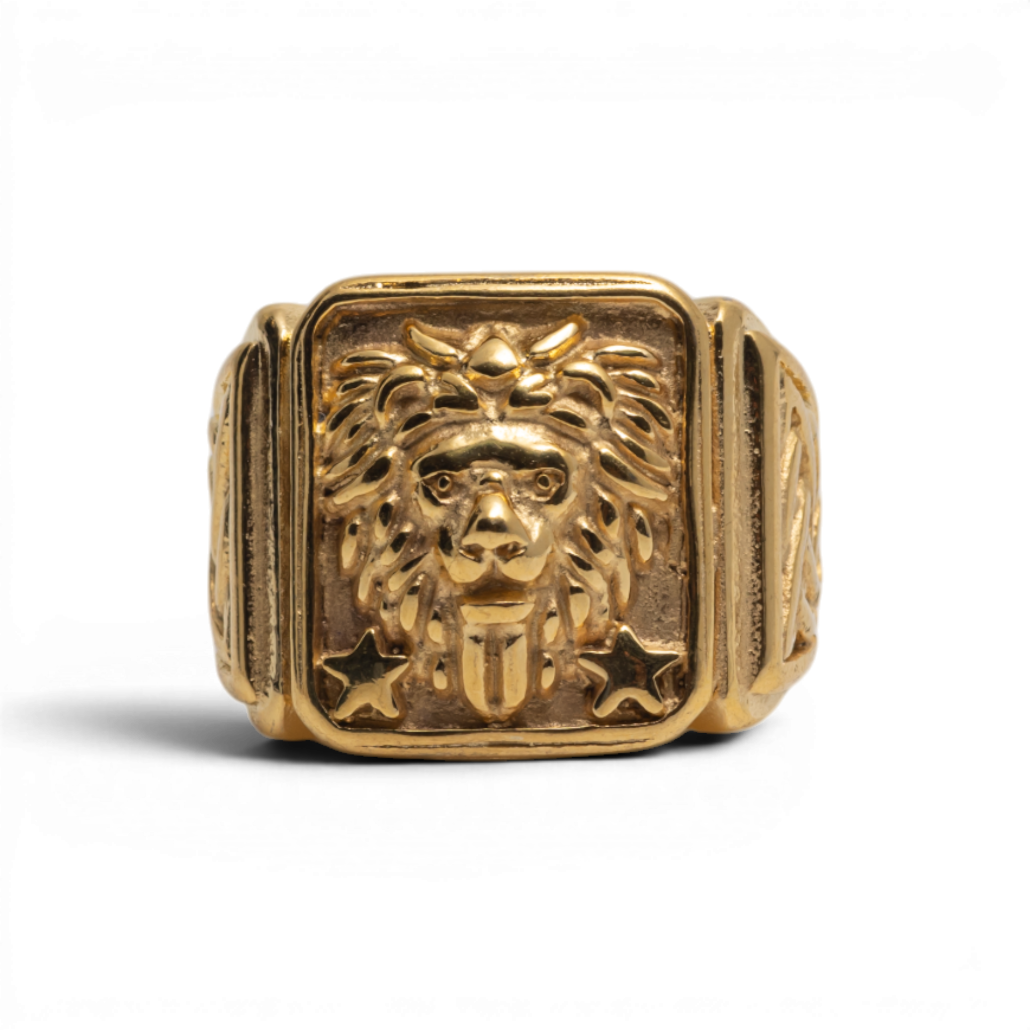 Gold-Plated Celtic Lion Signet Ring