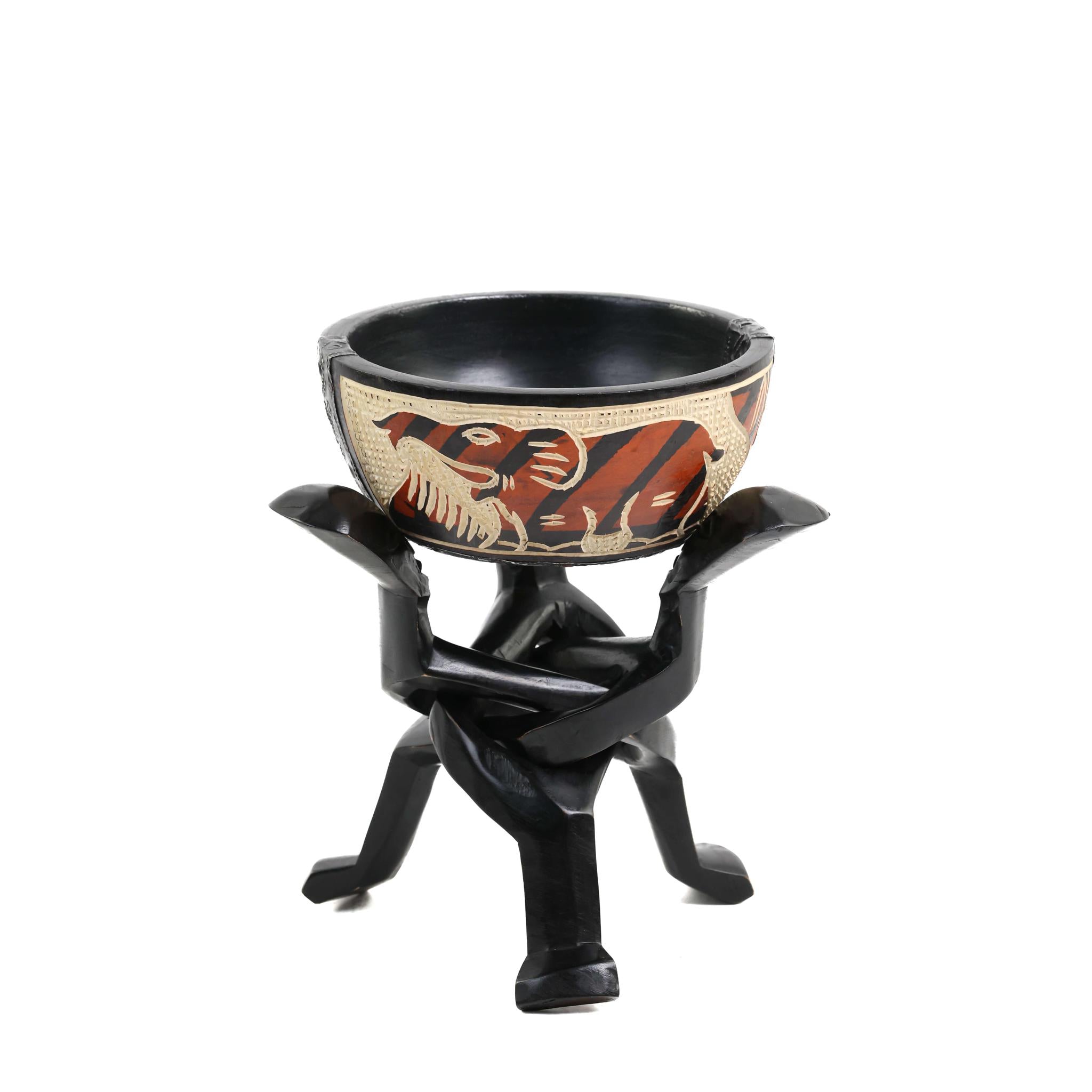 Orange Elephant & Hippo Carved Unity Bowl