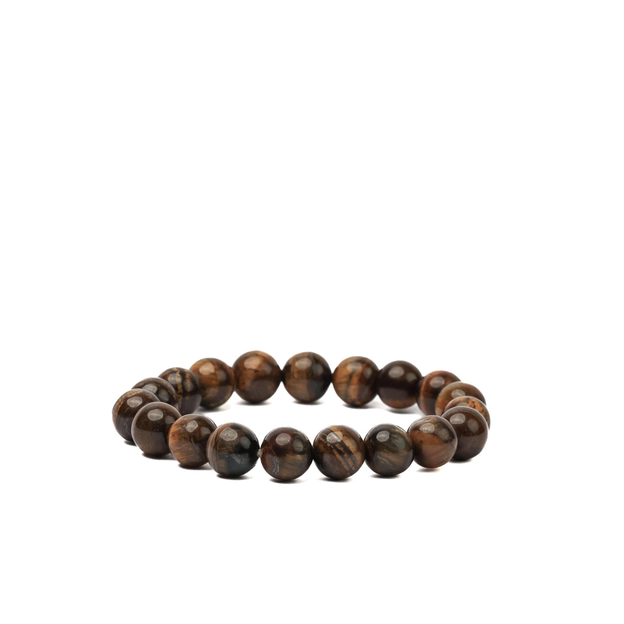 Brown Tiger Eye Stone Bracelet with Golden Luster - M