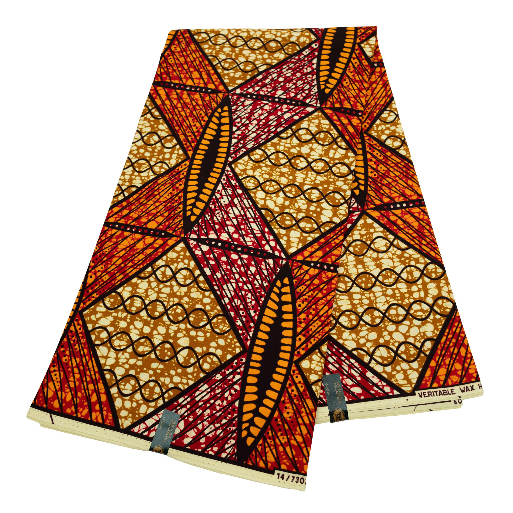 Yellow, Orange & Wine Wax Pint Fabric - 6 Yards