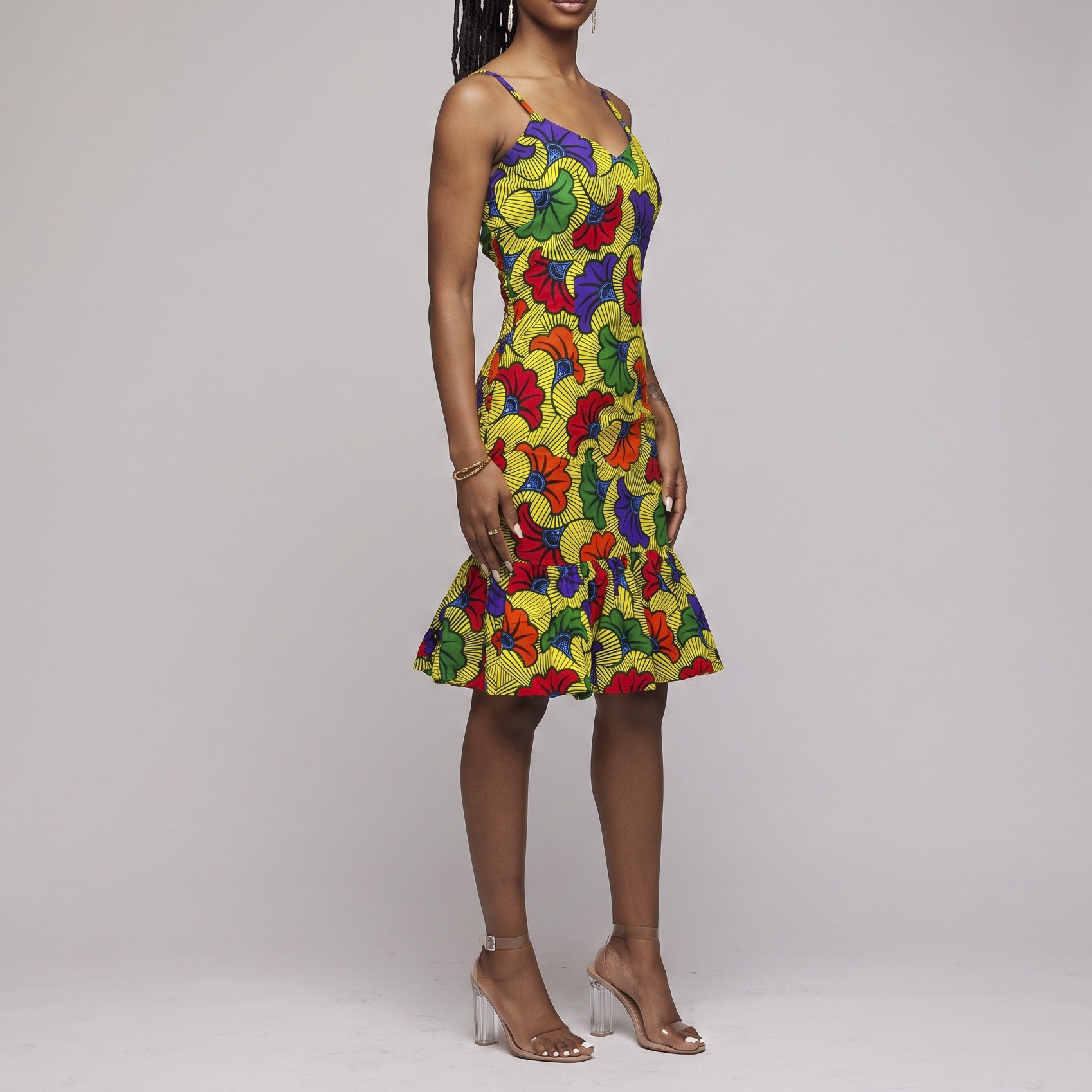 Ankara Spaghetti Strap Dress