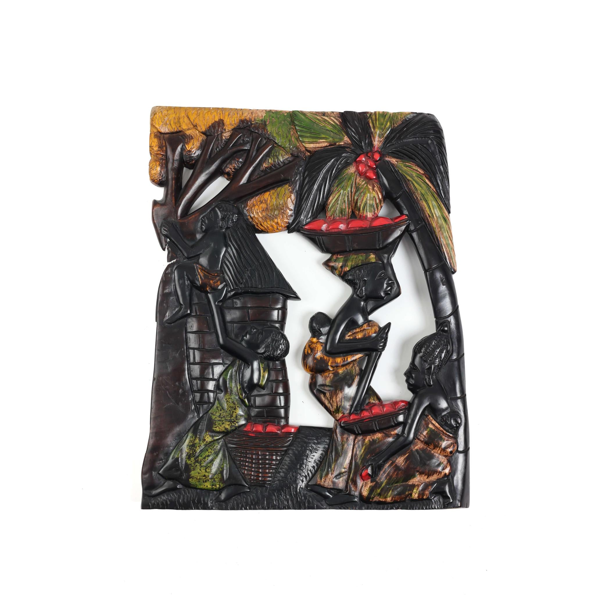 Hand-Carved Wall Art - African Village