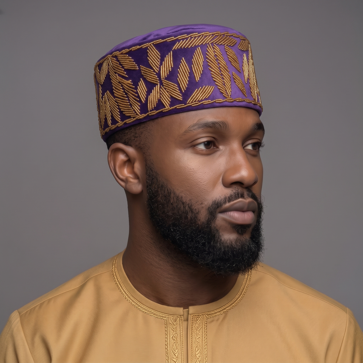 Royal Purple Velvet Beaded Cap