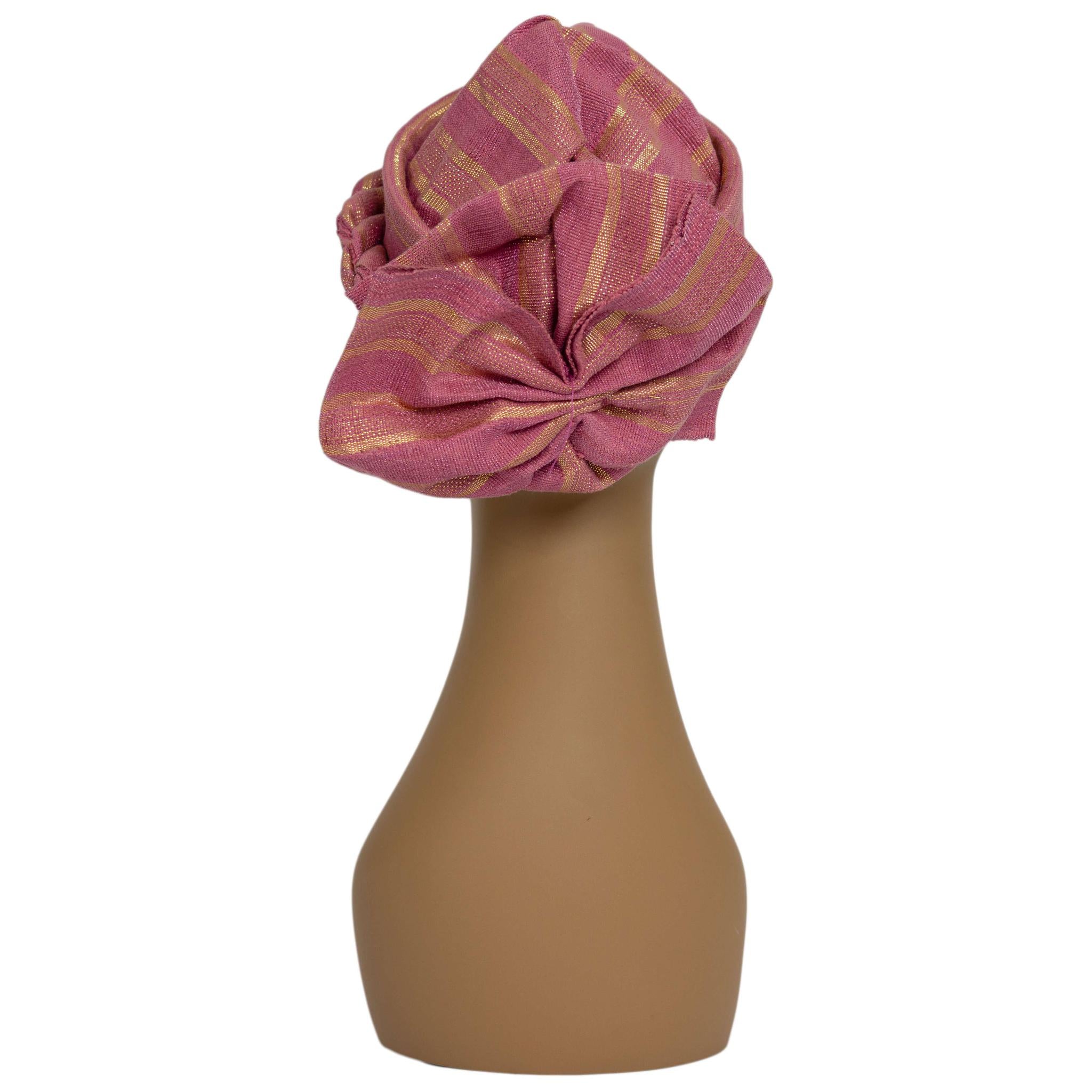 Pink & Gold Aso Oke Zara Cap Auto Gele