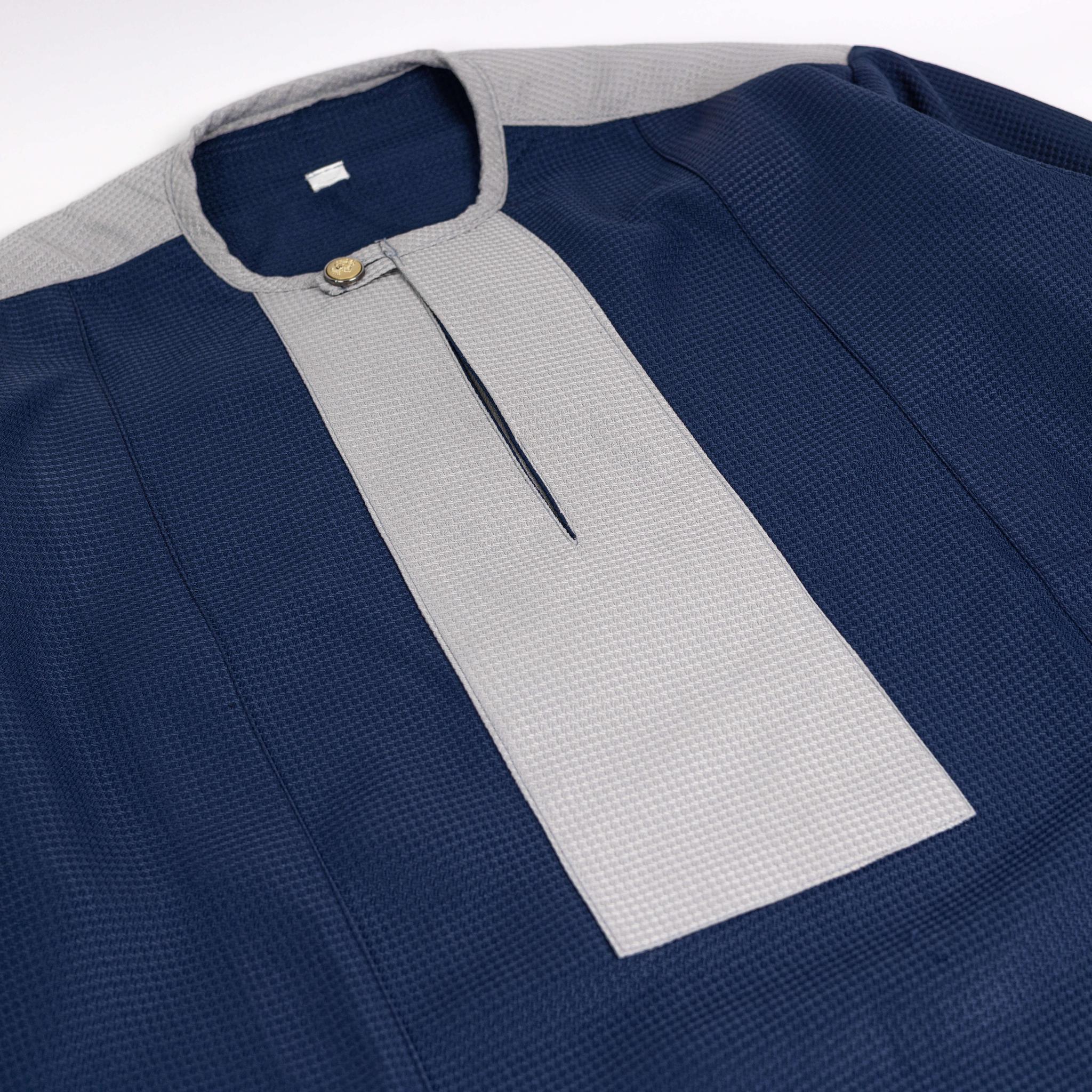 Blue & Grey Textured Senator Suit