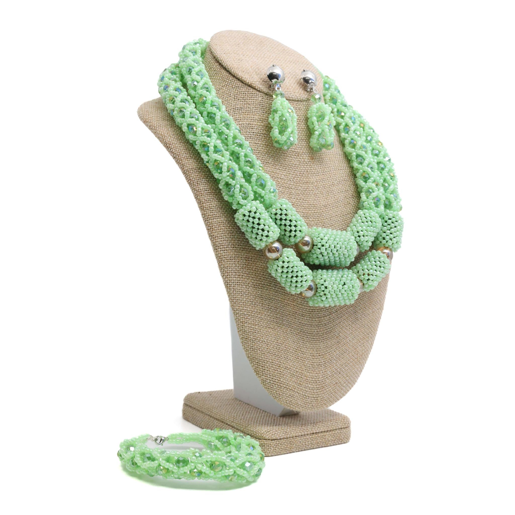 Two Step Cool Mint Green Beaded Necklace