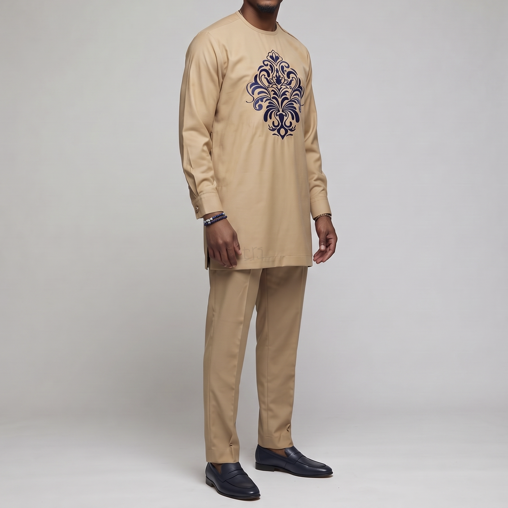 Tan and Blue Embroidery Set