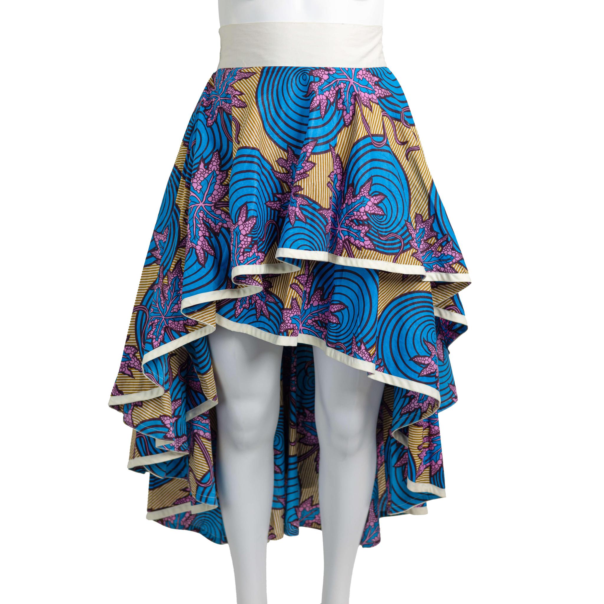 Layered Ankara Skirt with Belt