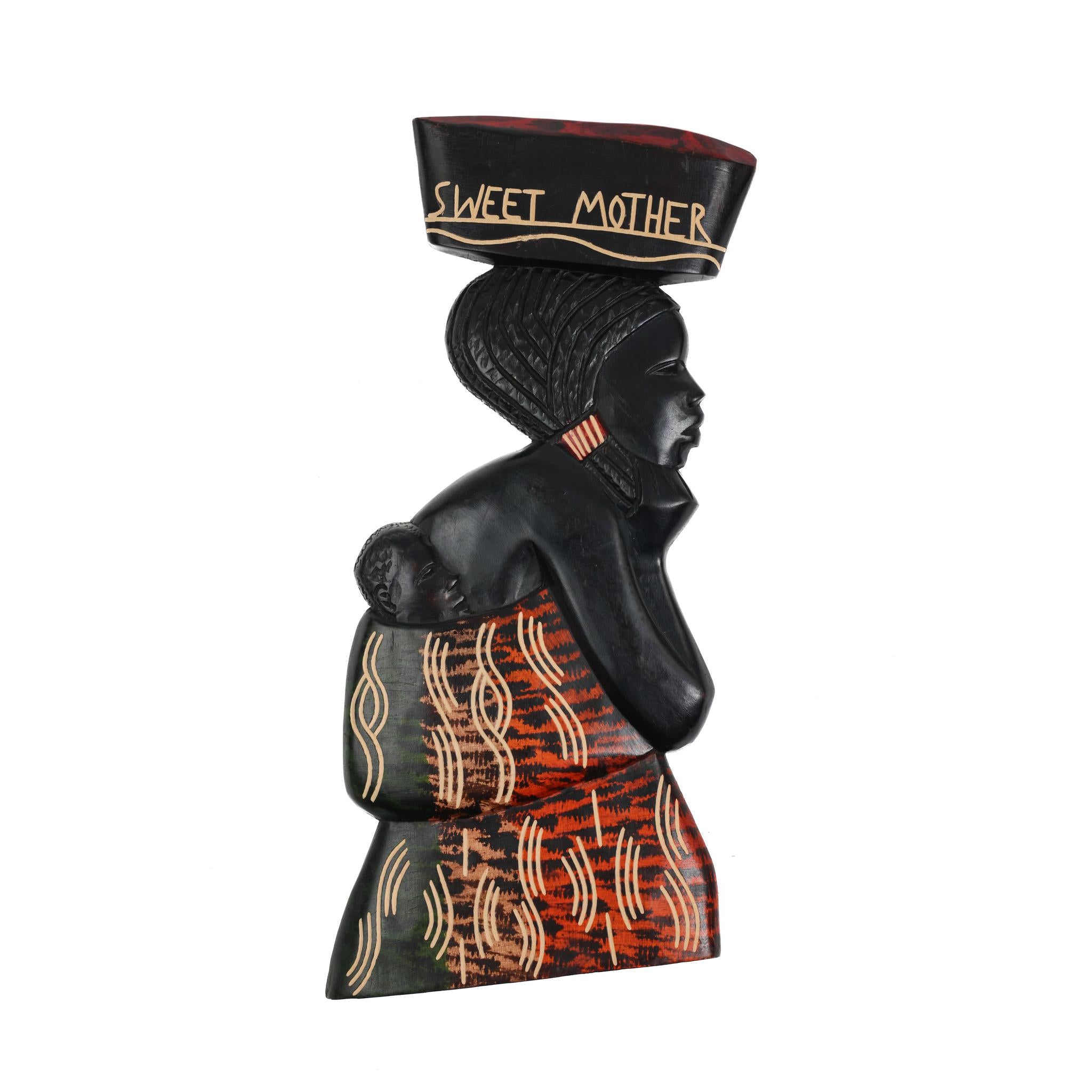 Hand-Carved Sweet Mother Wall Sculpture - Large