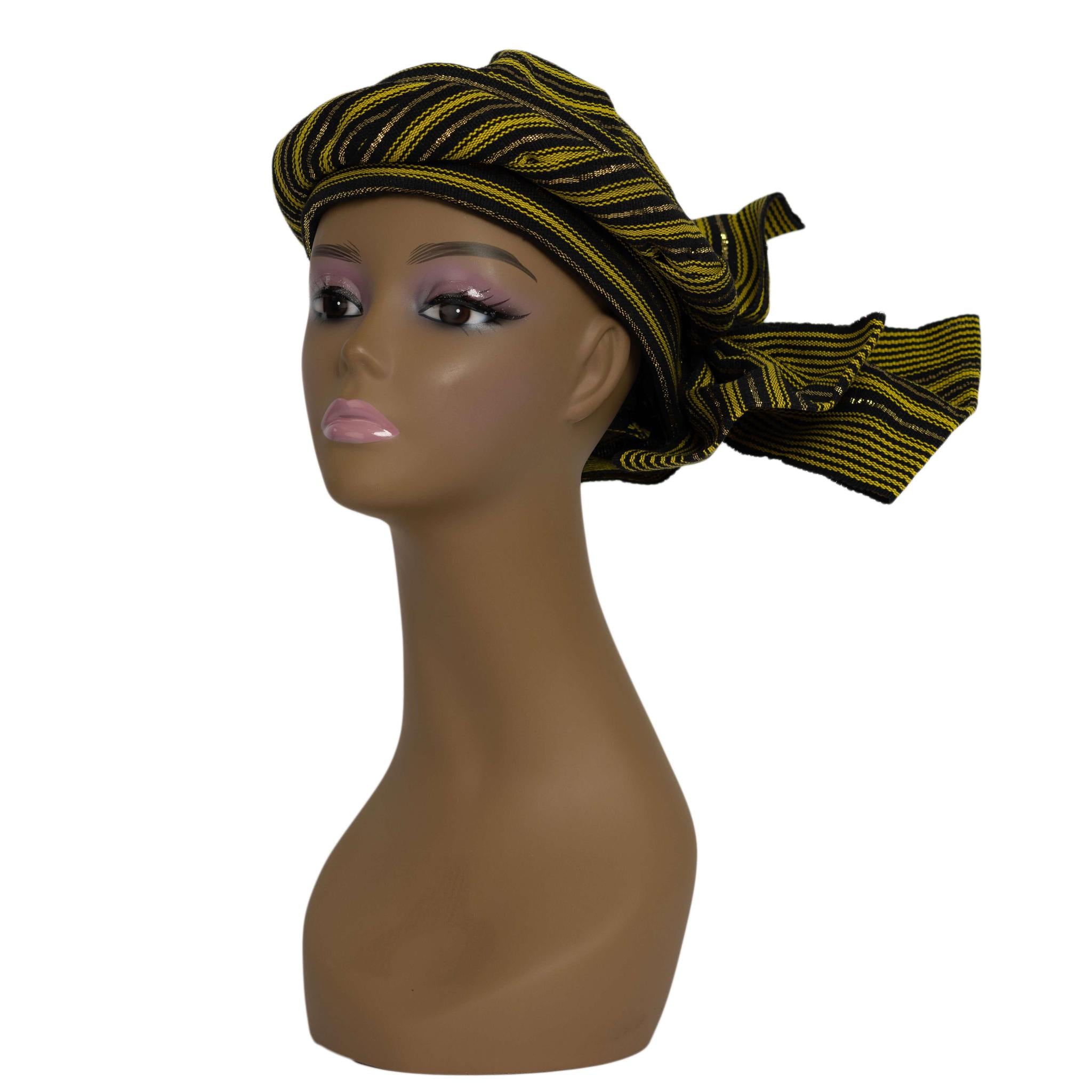Gele Zara Hats Black Yellow Aso Oke Zara Cap Auto Gele