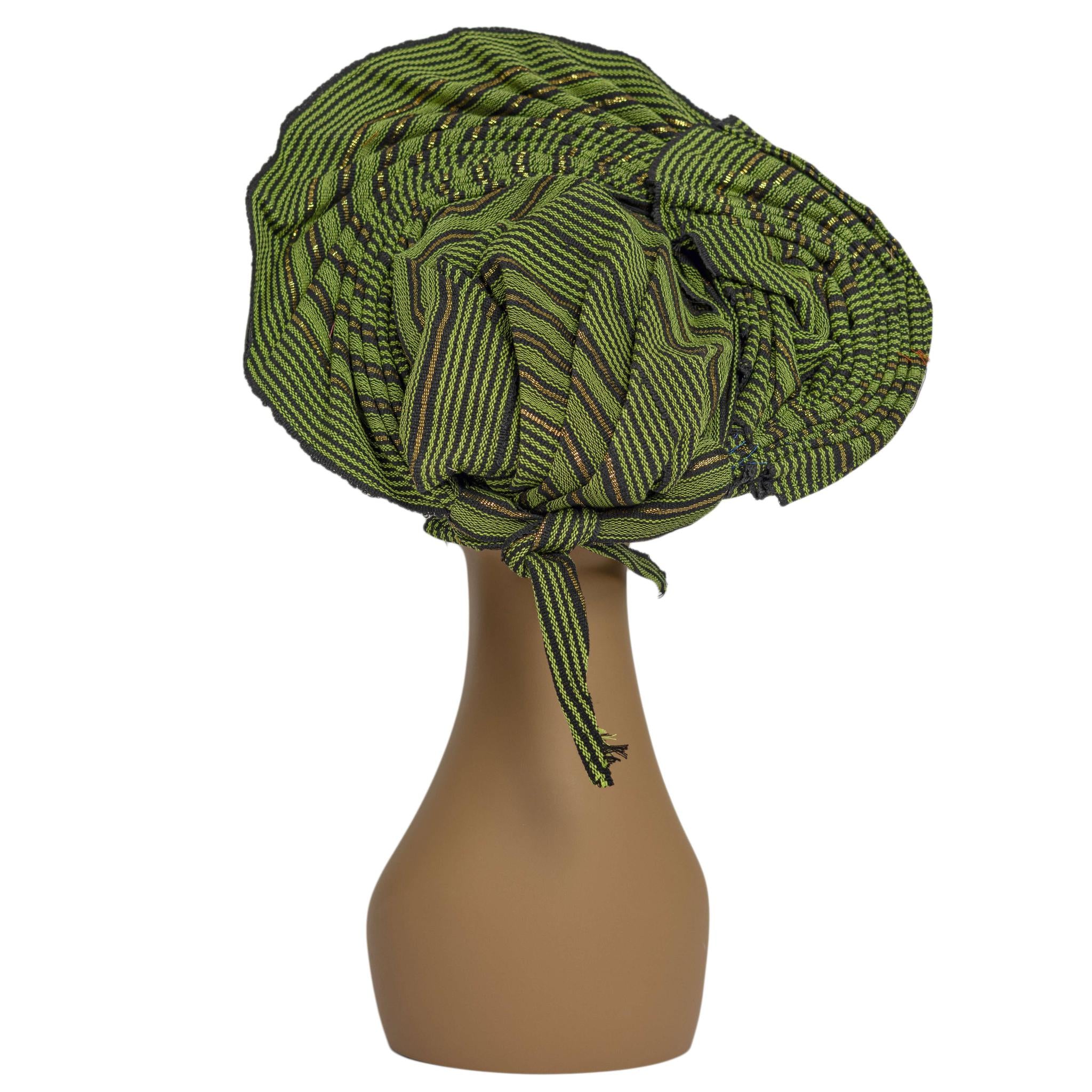 Green Aso Oke Auto Gele