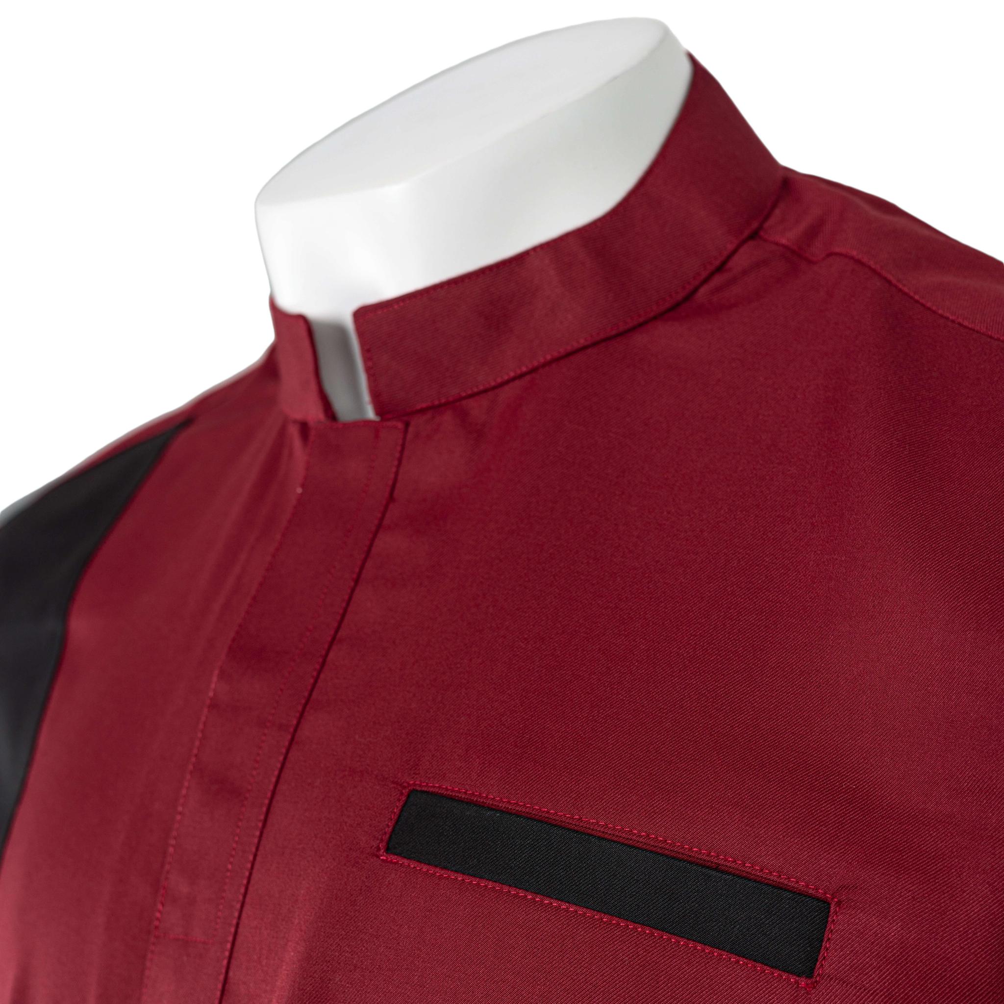 Wine & Black Mandarin Collar Pant Set