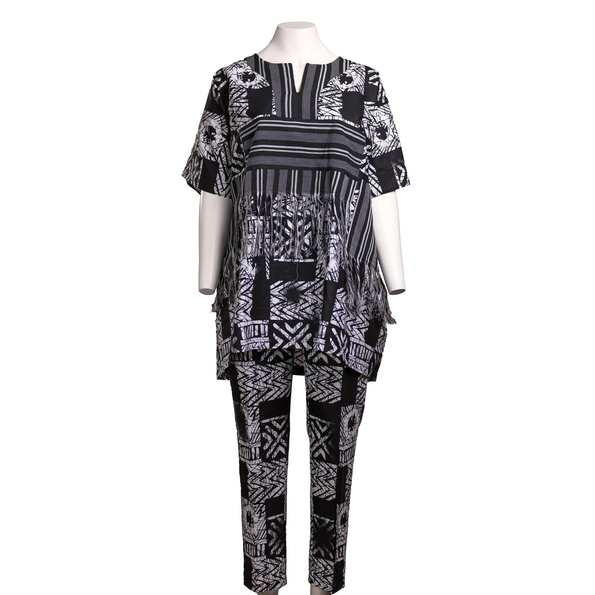 Black & White Women's Dashiki Set