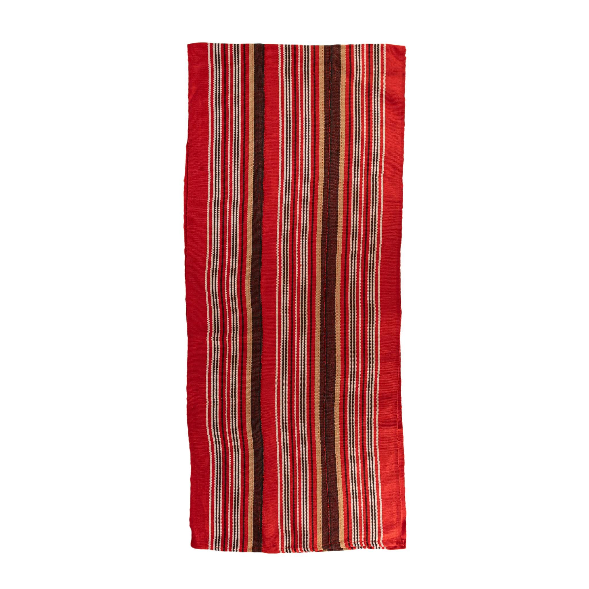 Aso Oke Gele - Headwrap - Red, Brown & White (Cotton)