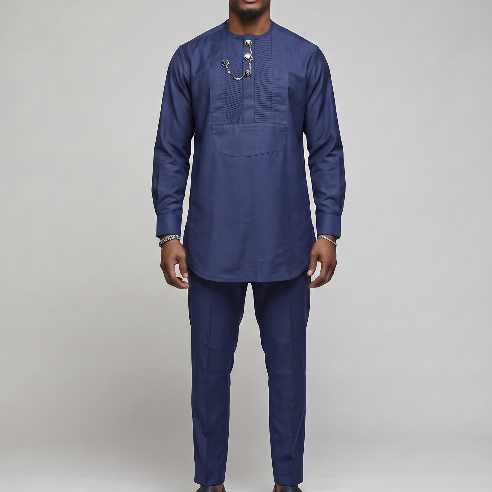 Navy Blue Etibo and Jewelry Suit