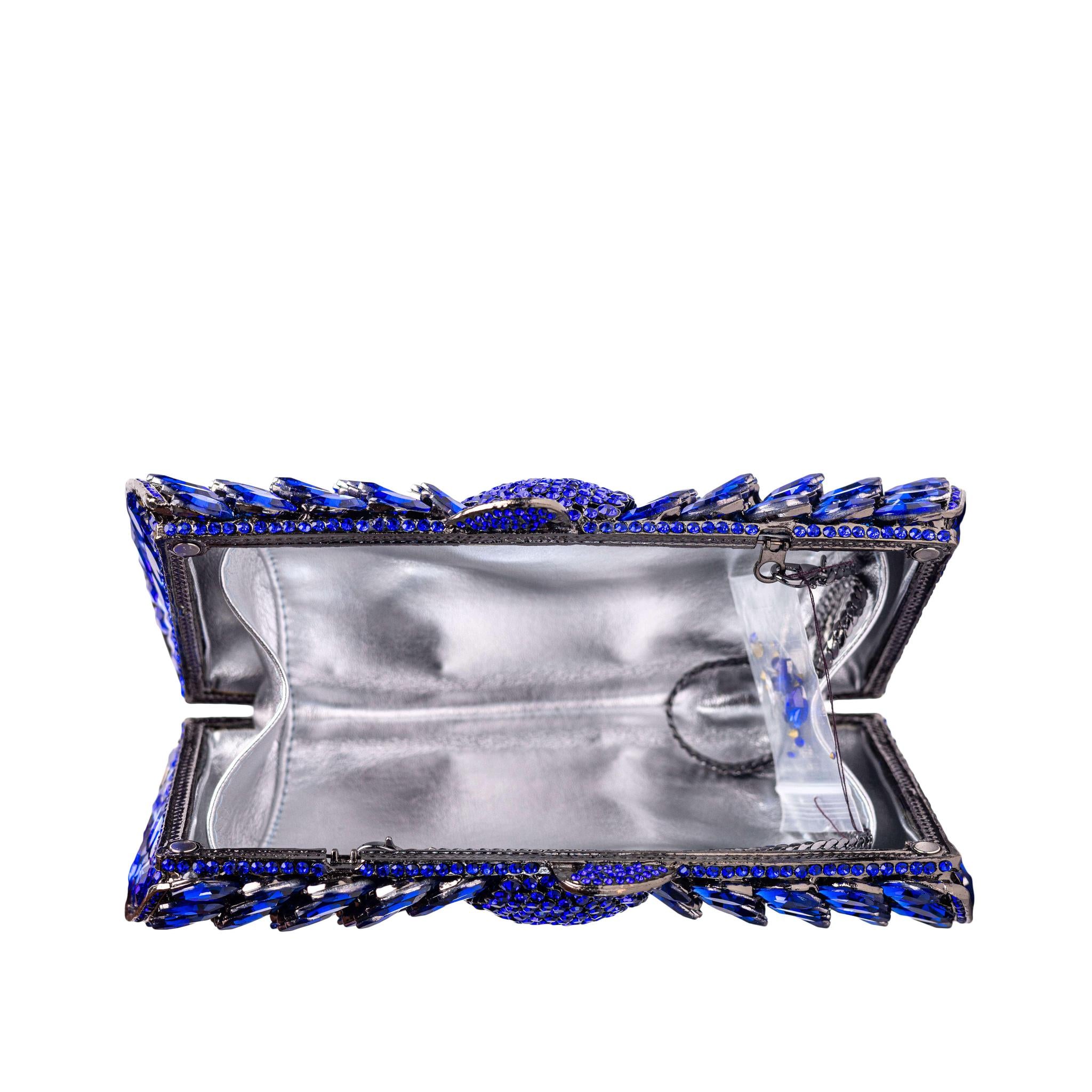 Royal-Blue Rhinestone Clutch Purse