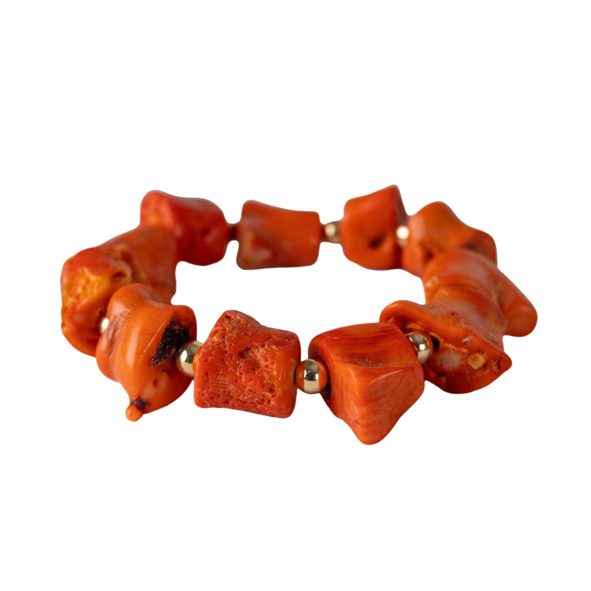 Original Coral Beads Jewelry Two Step Women Set