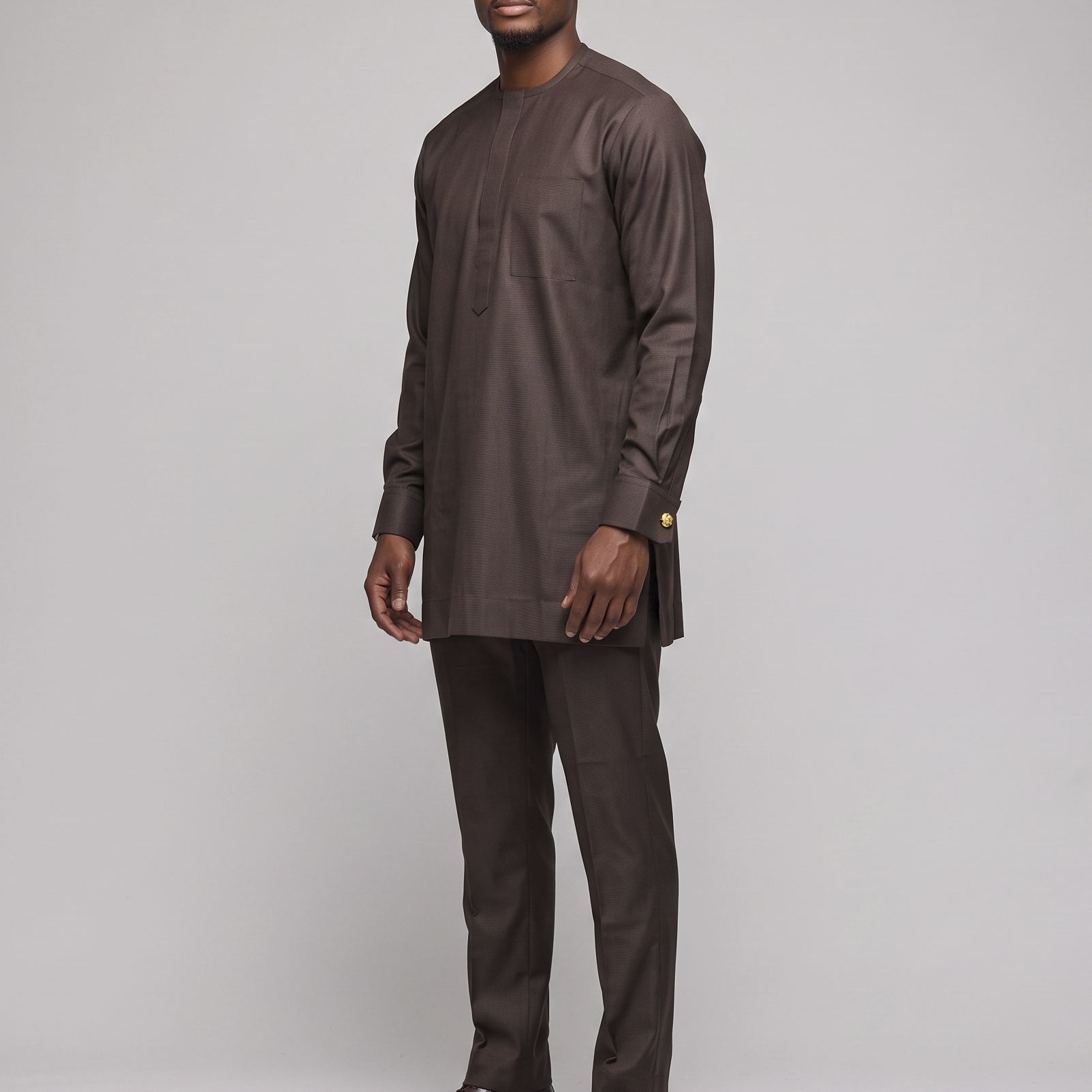 Dark Brown Modern Agbada