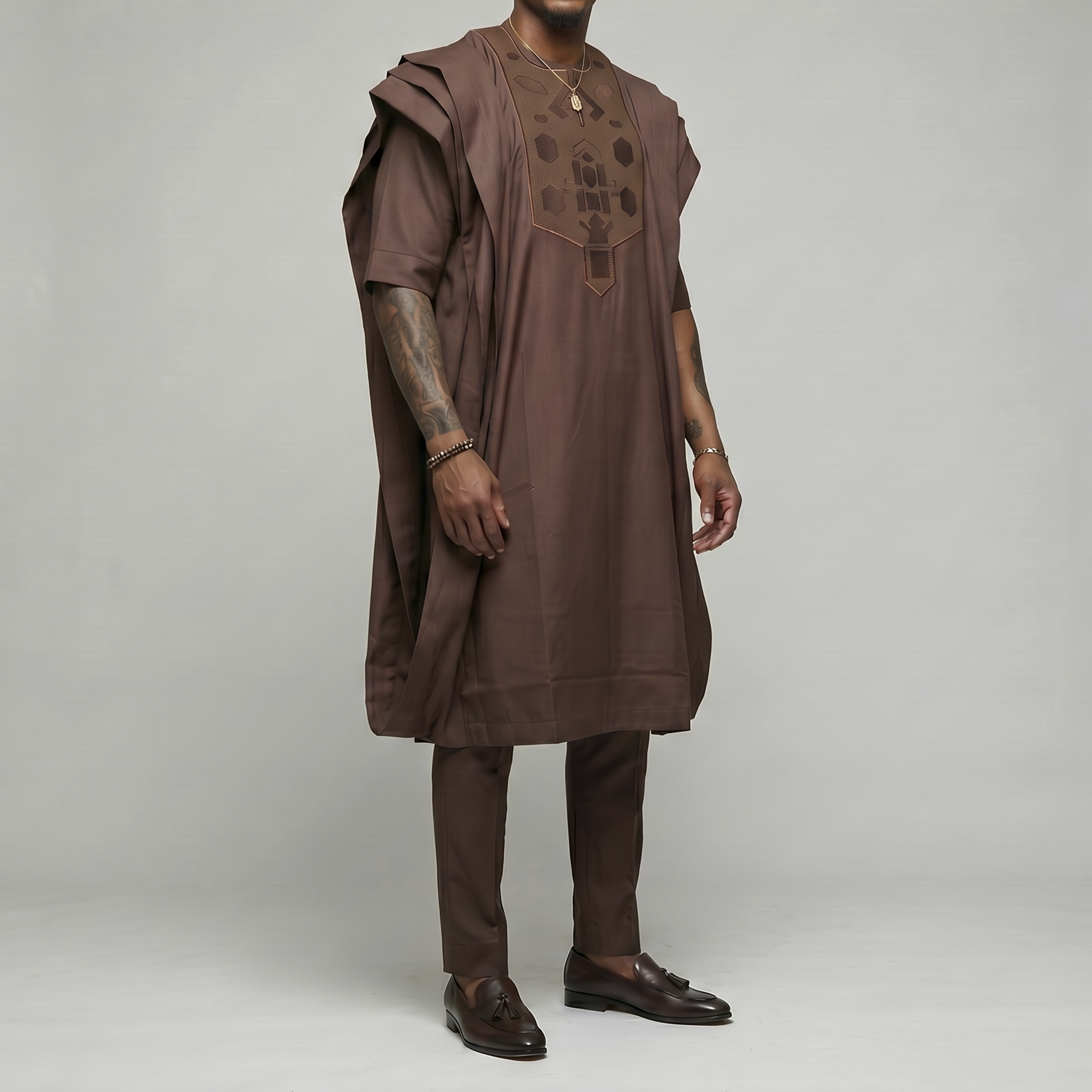 Mocha Brown Agbada Set