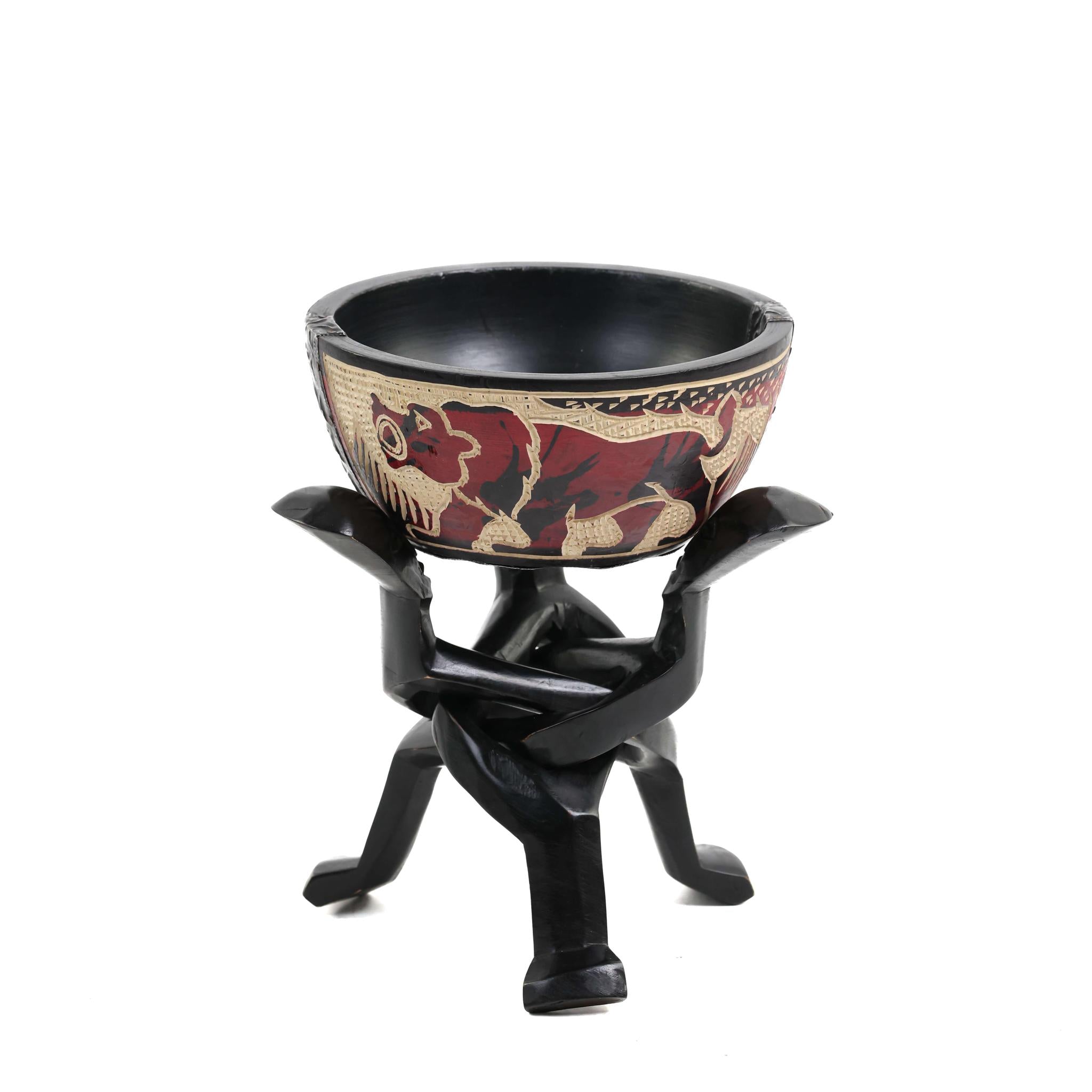 Red Lion & Giraffe Carved Unity Bowl