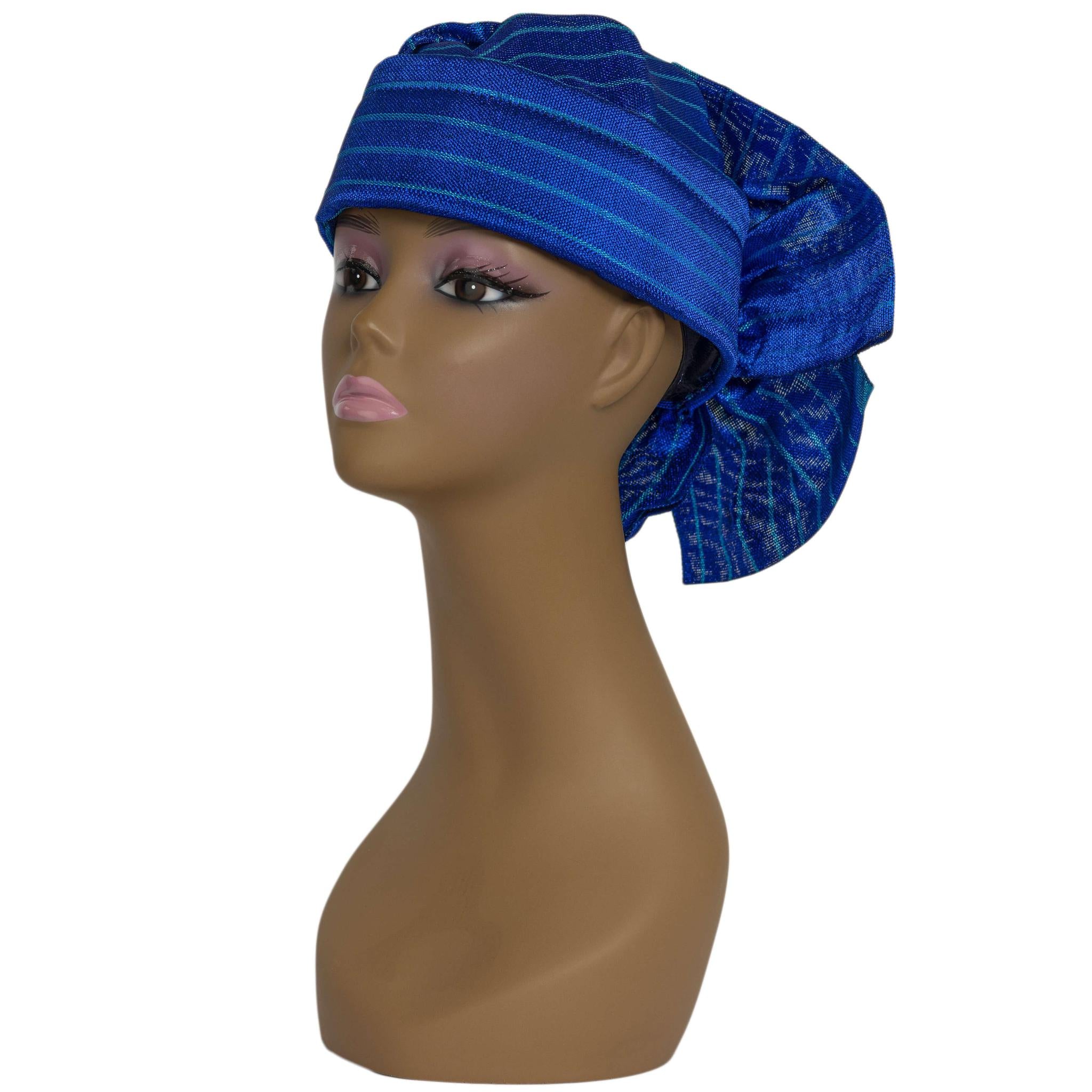 Blue Aso Oke Zara Cap Auto Gele