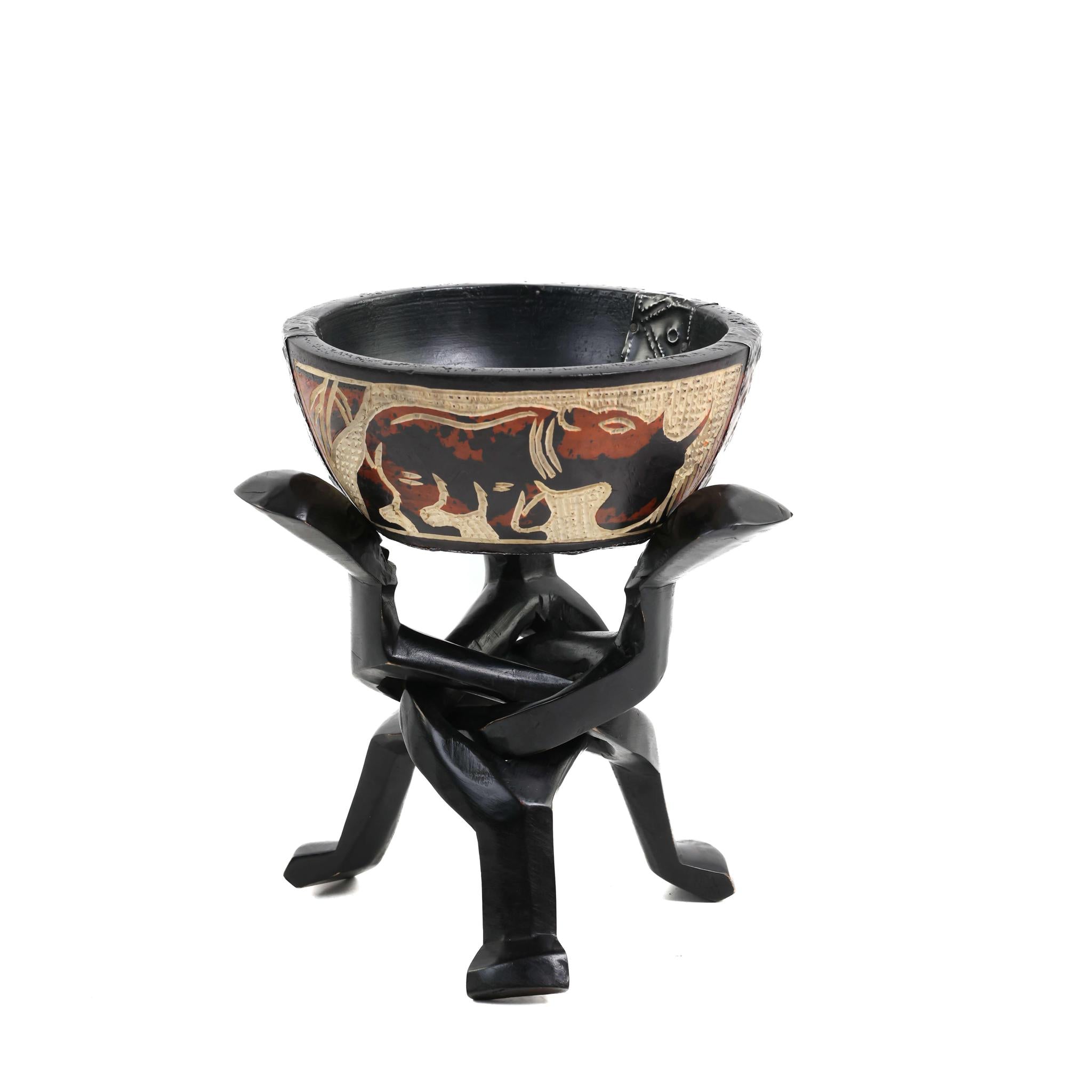 Orange Giraffe & Hippo Carved Unity Bowl