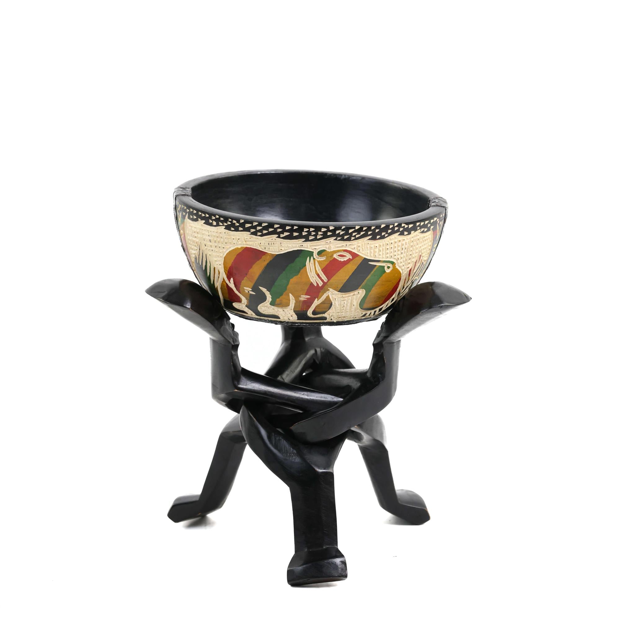 Multi-Colored Antelope & Hippo Carved Unity Bowl