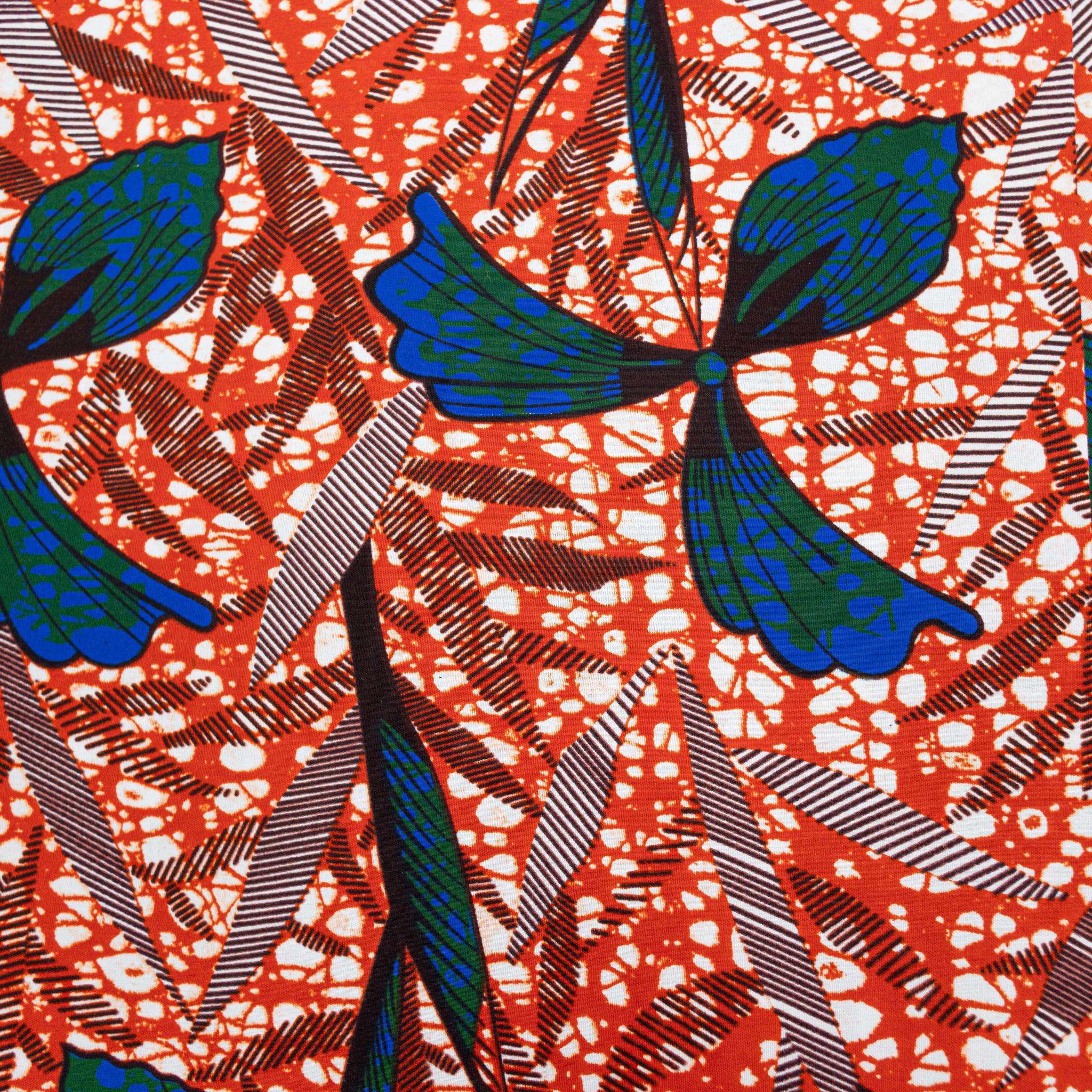 Blue & Orange Wax Pint Fabric - 6 Yards