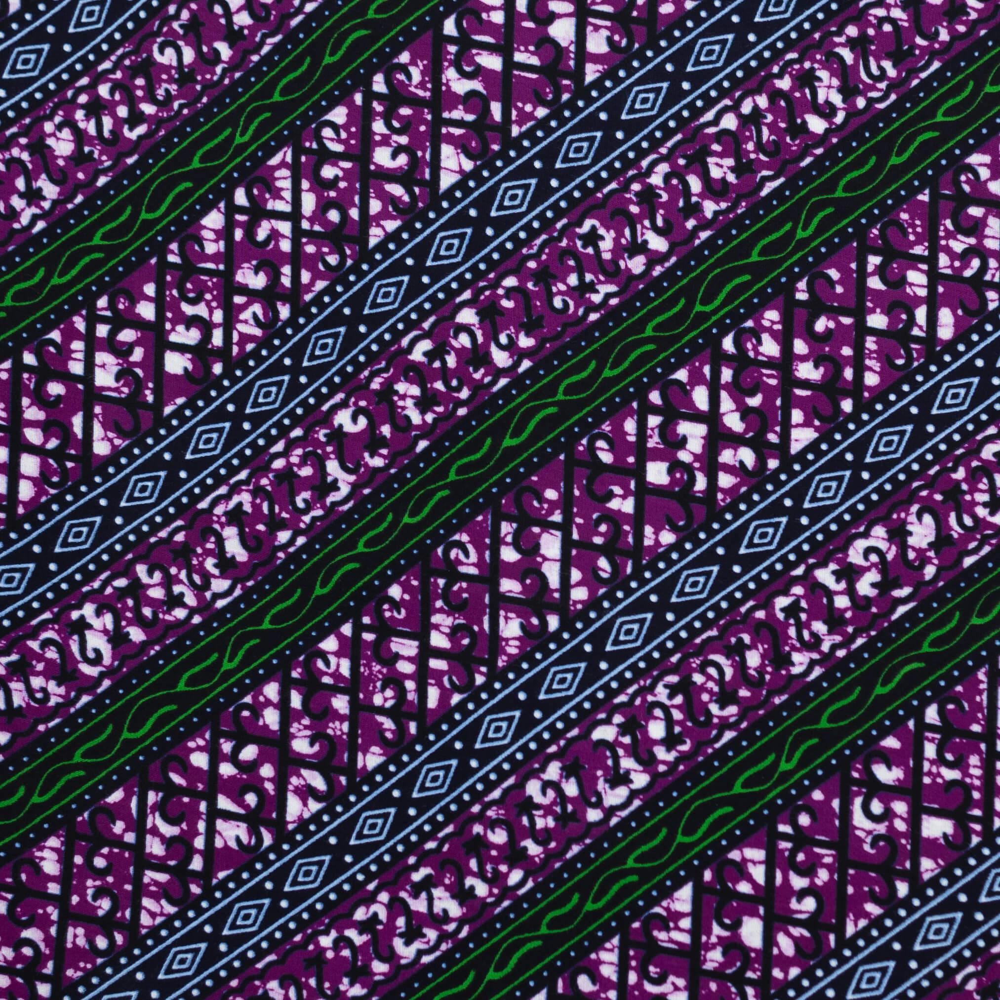 Purple, Green & Blue Wax Pint Fabric - 6 Yards