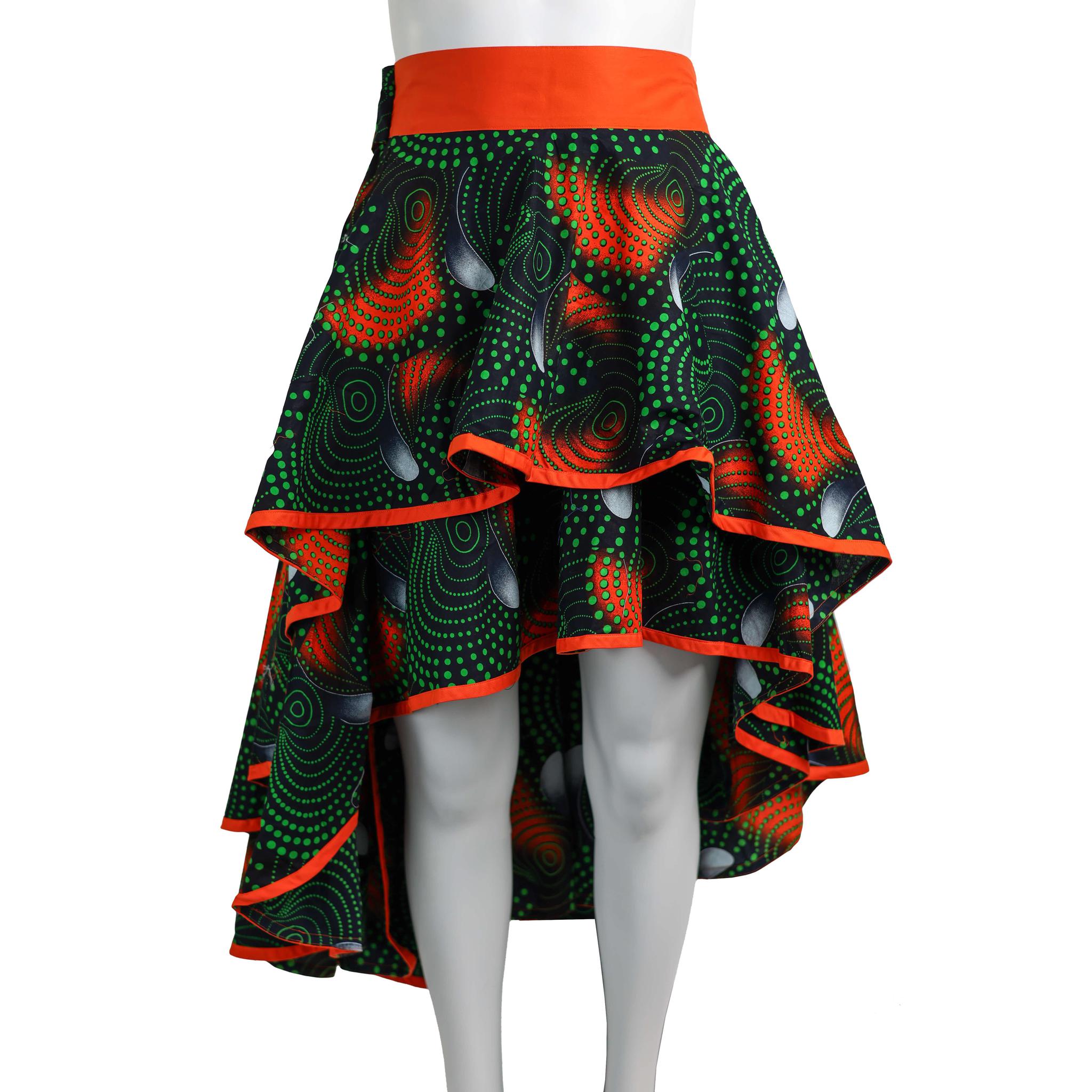Layered Ankara Skirt with Belt